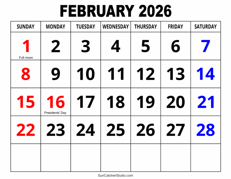 February 2026 Calendar Free Printable Free Printables Monograms Design Tools Patterns U0026 DIY Projects