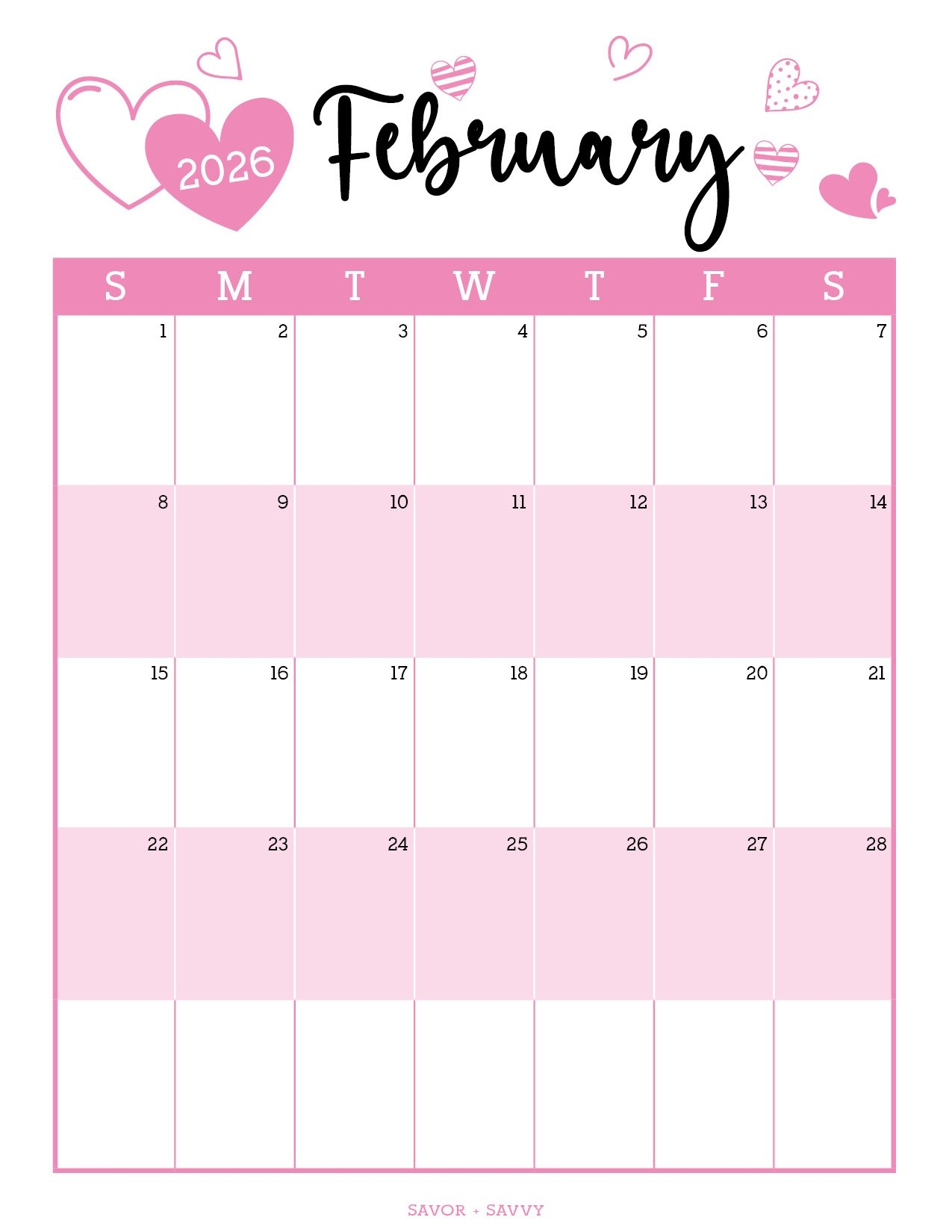 February 2026 Daily Calendar
