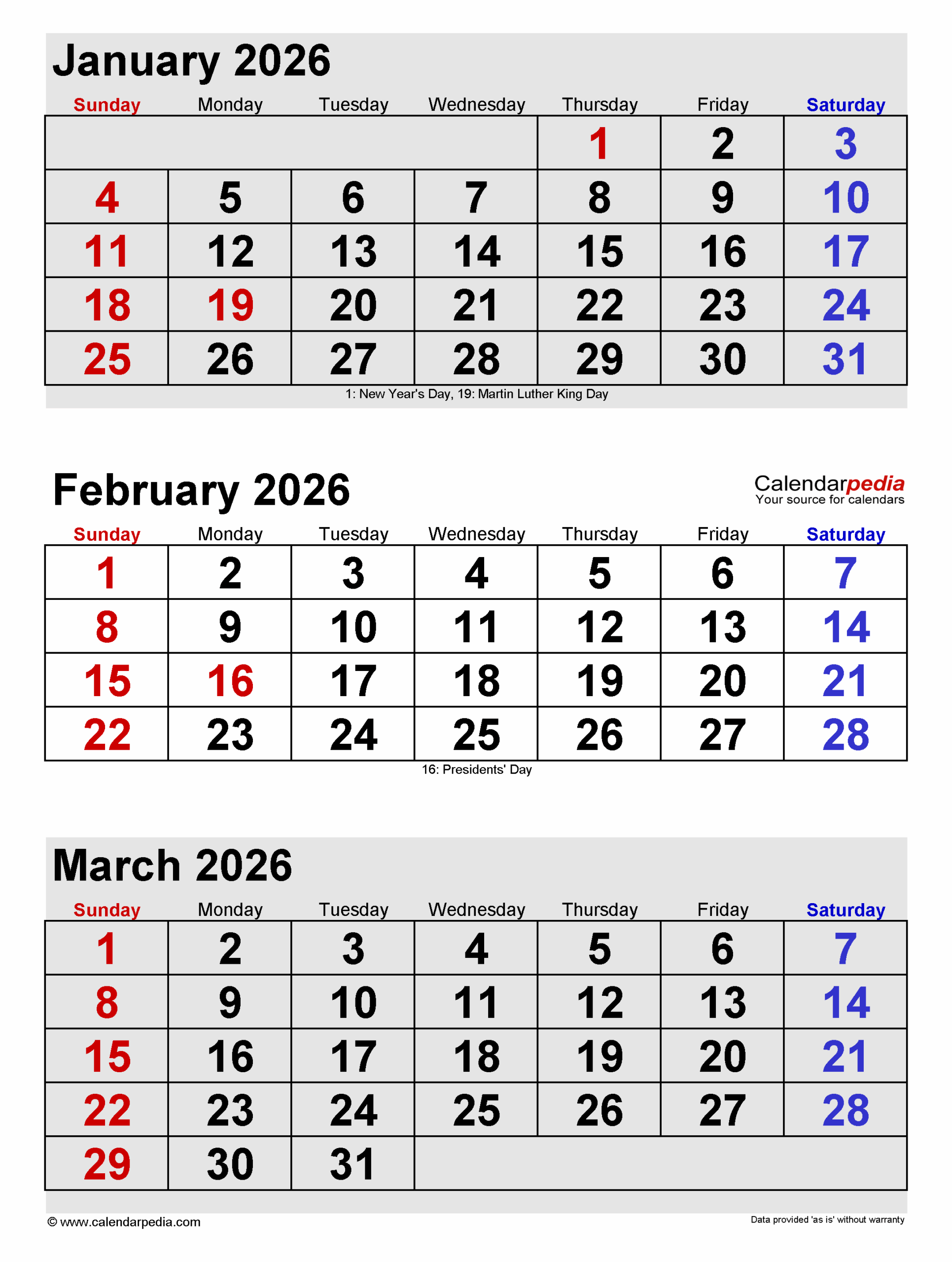 January Feburary Calendar 2026