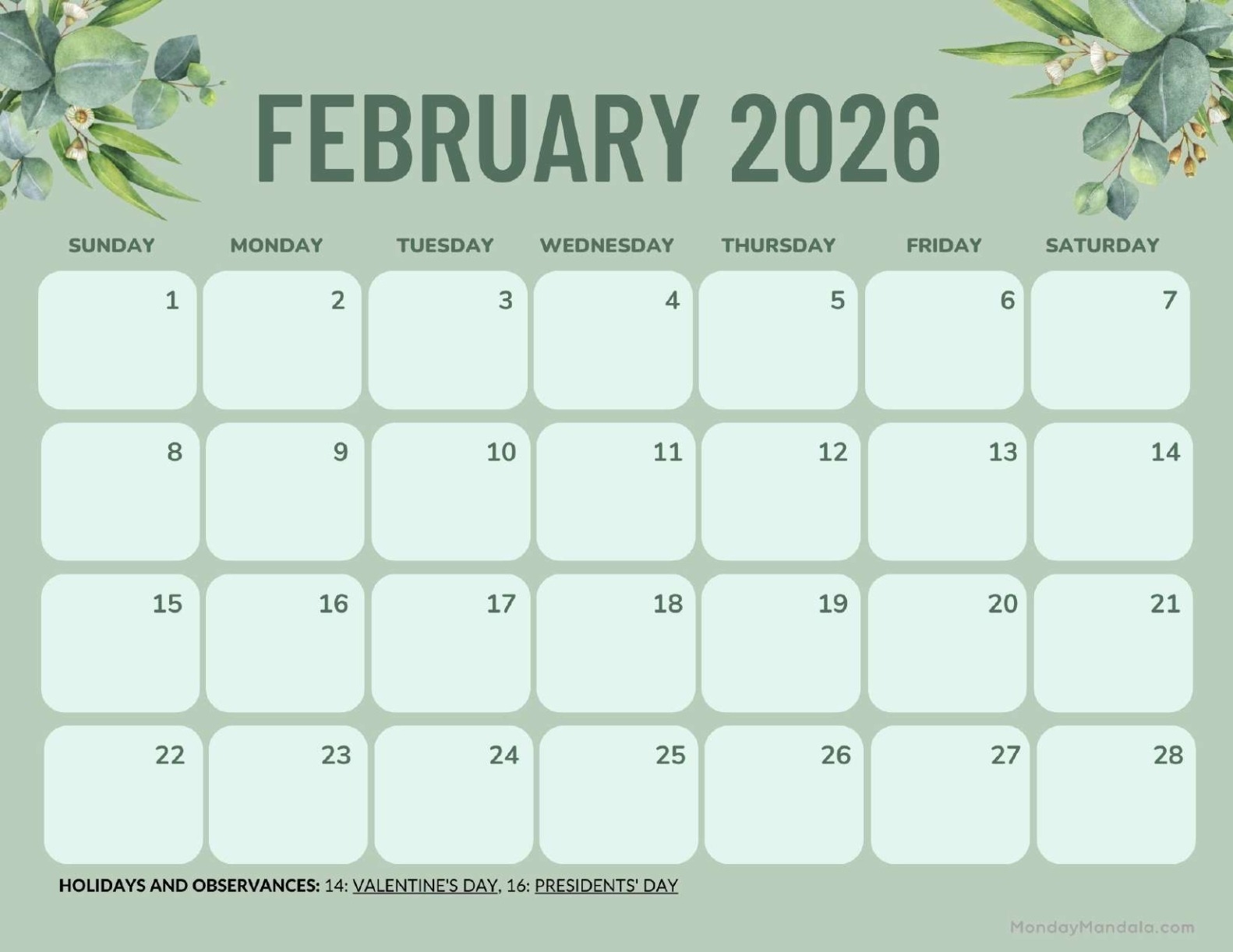 February 2026 Calendars Free PDF Printables 