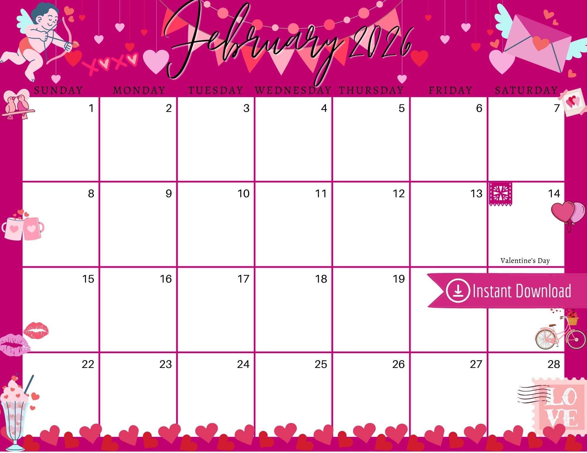 February 2026 Calendar Purple