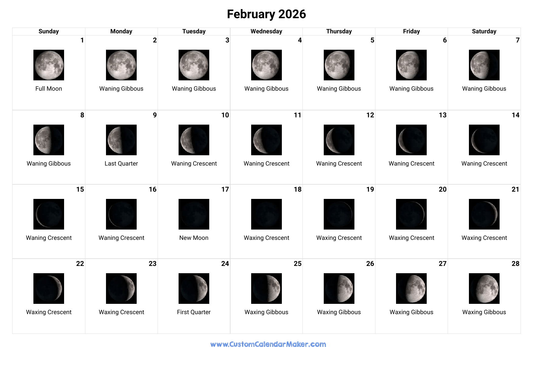 Boston Calendar February 2026