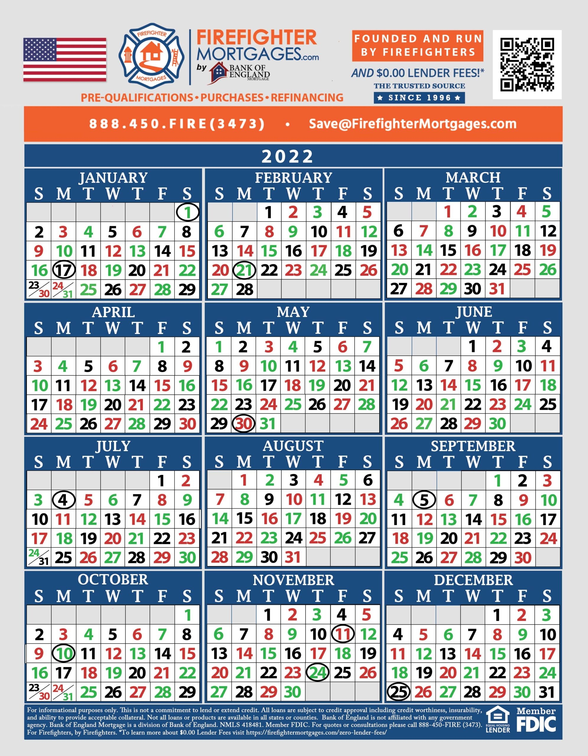 Firefighter Shift Calendars Firefighter Mortgages 