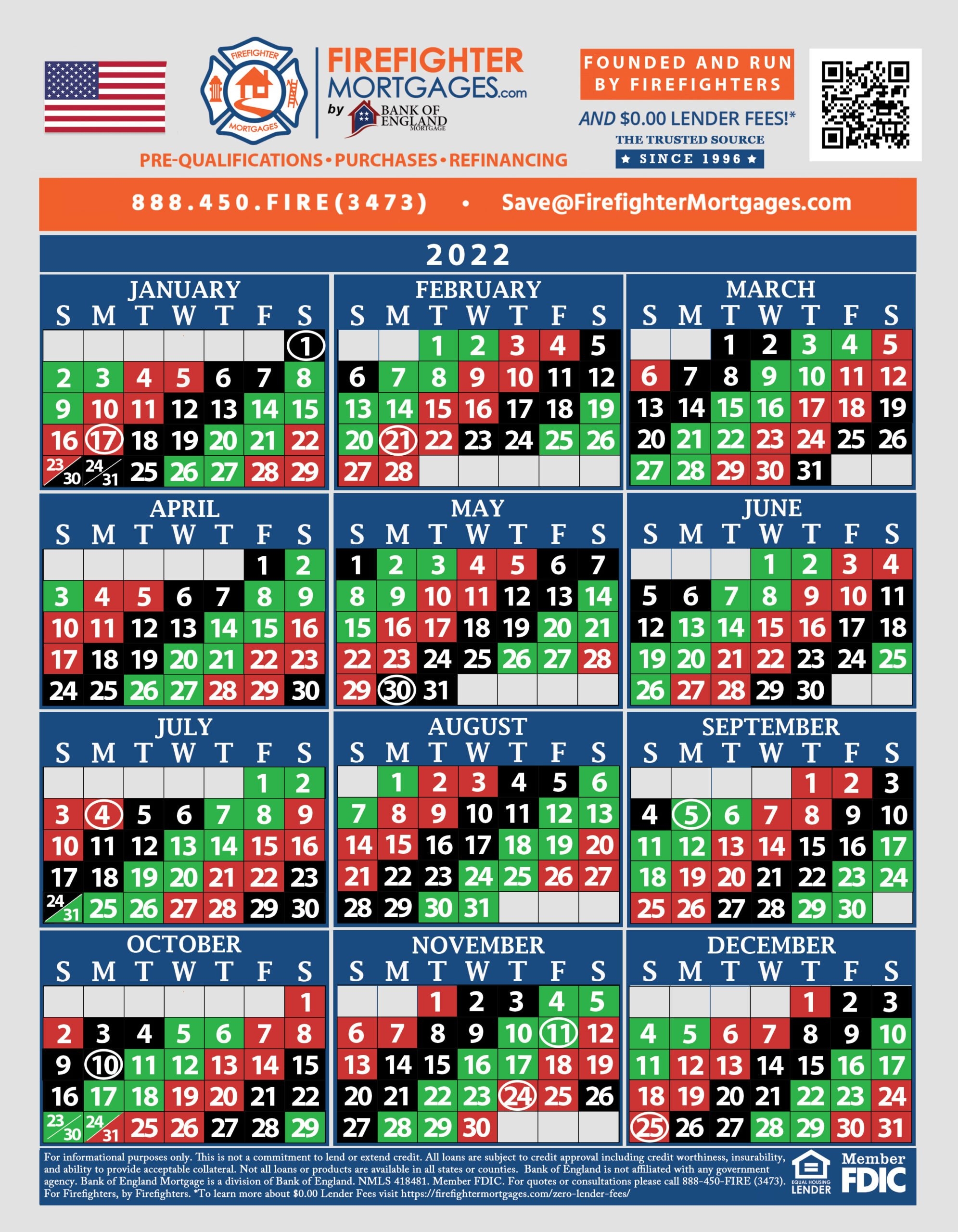 Firefighter Shift Calendars Firefighter Mortgages 