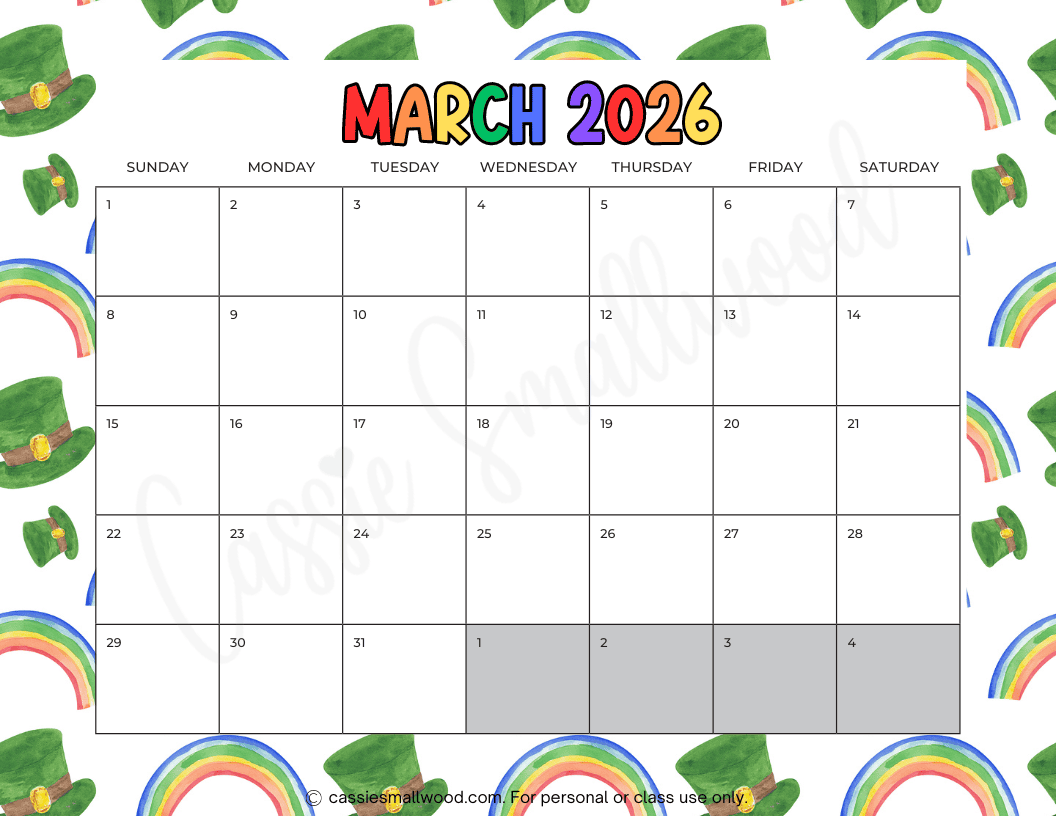 March 2026 Printable Calendar Pdf