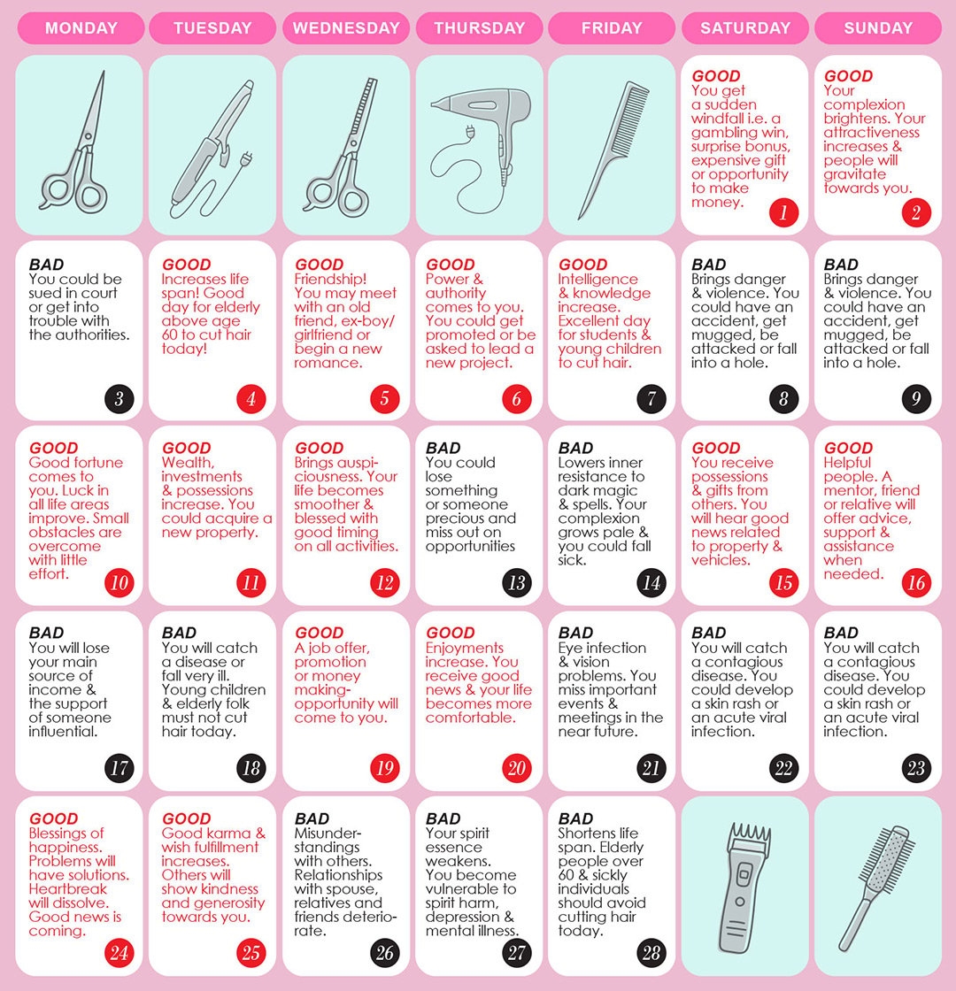 Good U0026 Bad Days To Cut Hair For February 2025 WOFS