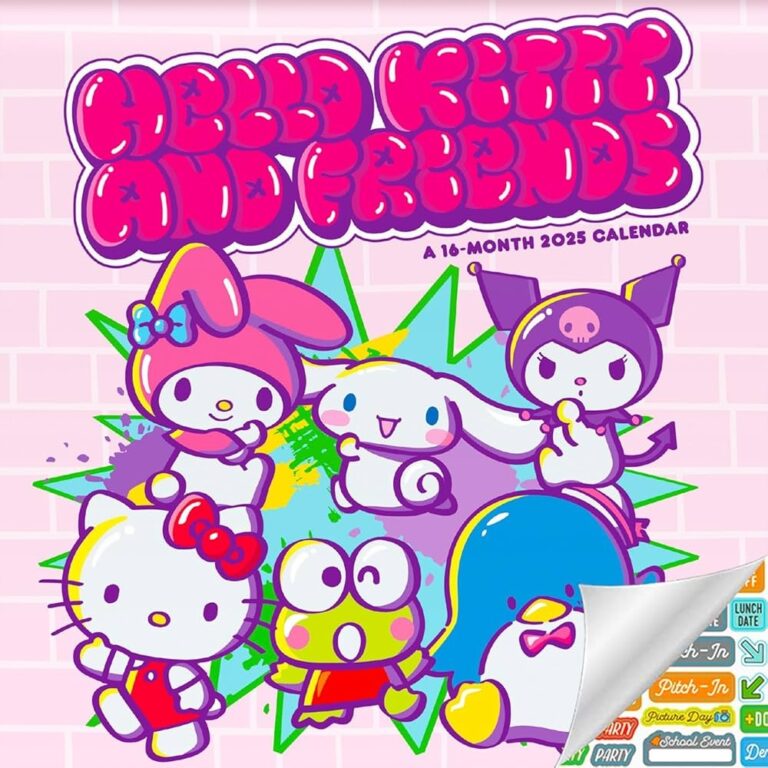 Hello Kitty Calendar 2025 Deluxe 2025 Hello Kitty And Sanrio Friends Mini Calendar Bundle With Over 100 Calendar Stickers Keroppi Gifts Office Supplies Amazon ca Office Products