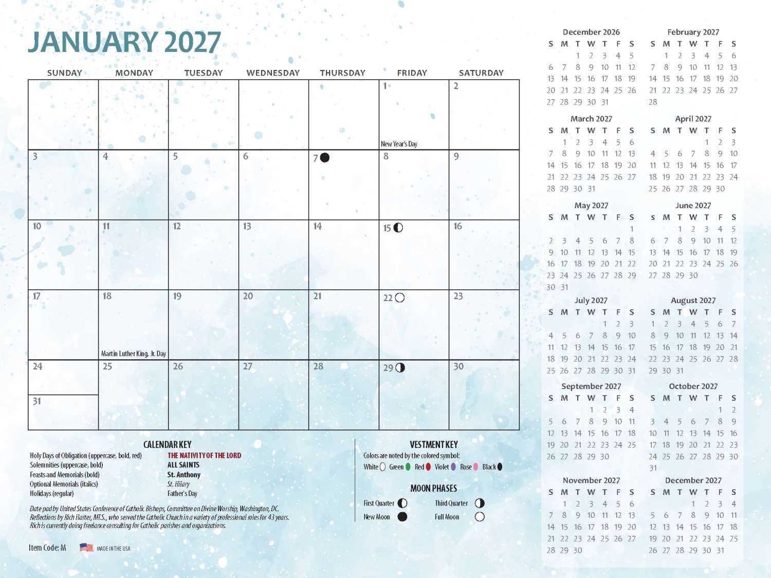 January Liturgical Calendar 2026
