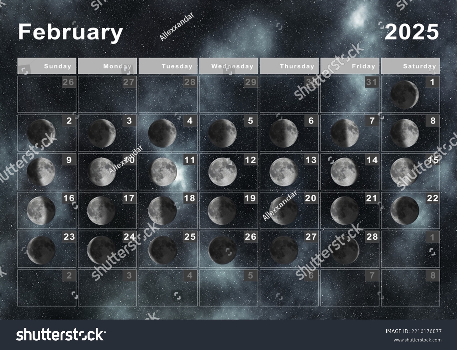 Moon Phase February 2026 Calendar