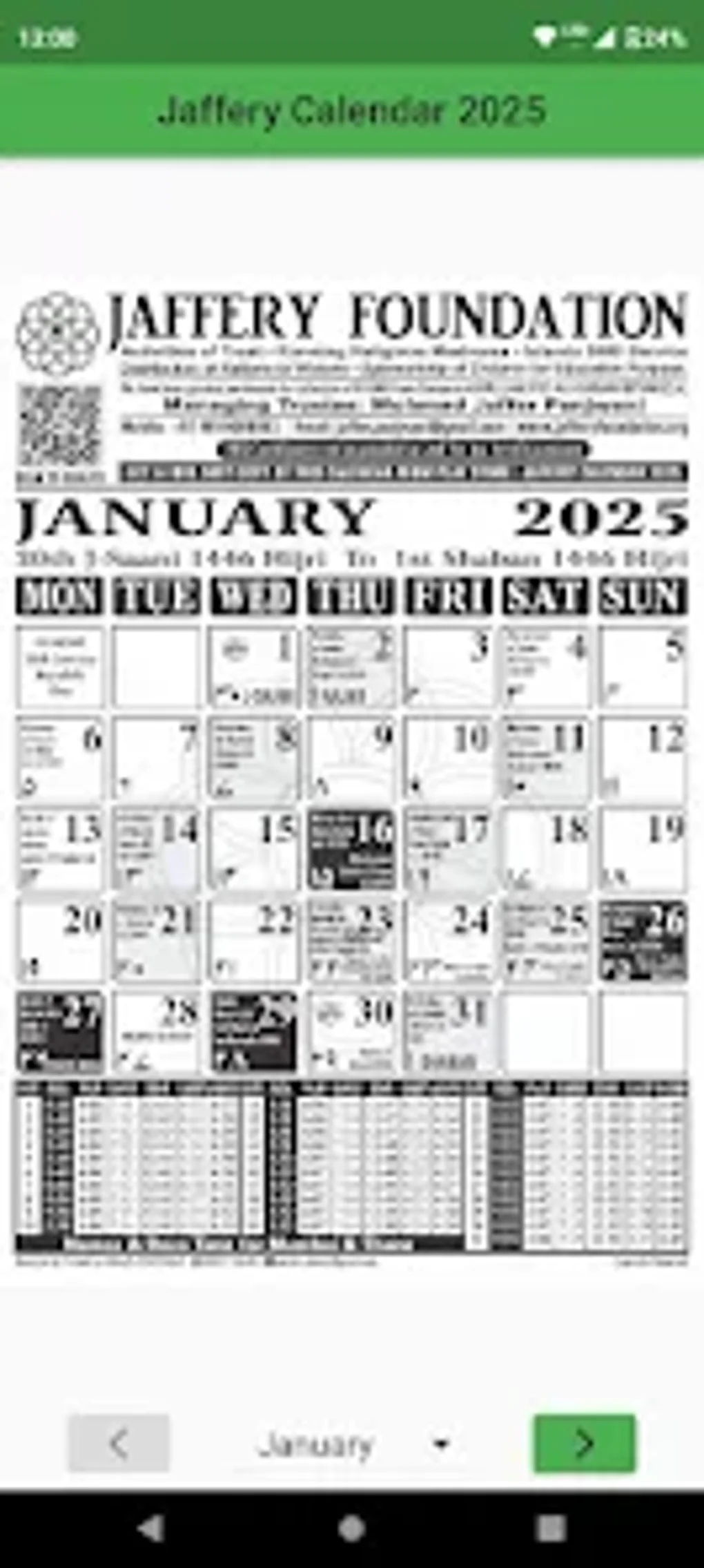 Jaffery Calendar 2025 For Android Download