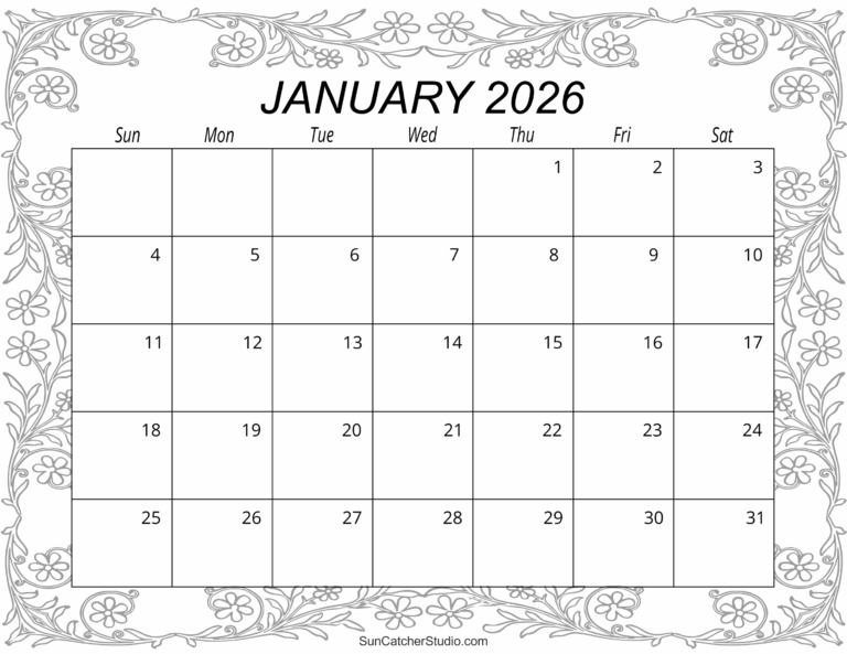 January 2026 Calendar Free Printable Free Printables Monograms Design Tools Patterns U0026 DIY Projects