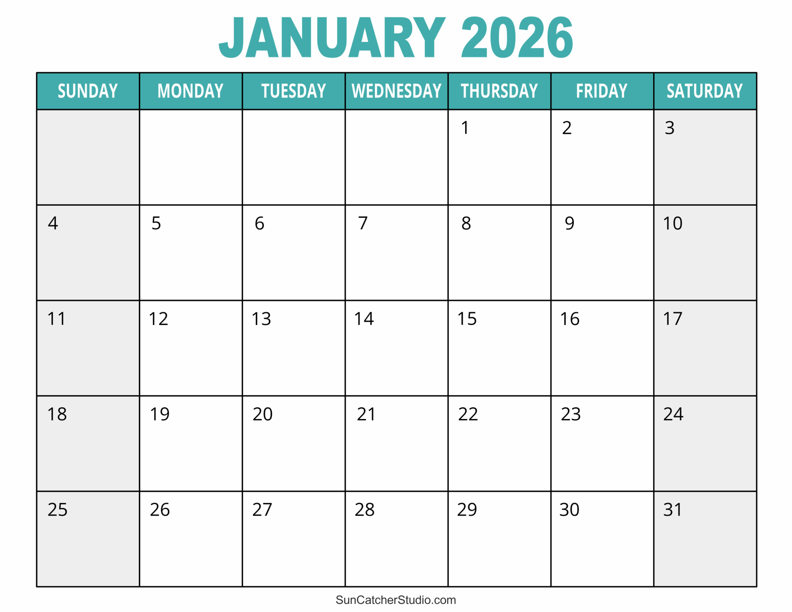 January 2026 Calendar Free Printable Free Printables Monograms Design Tools Patterns U0026 DIY Projects