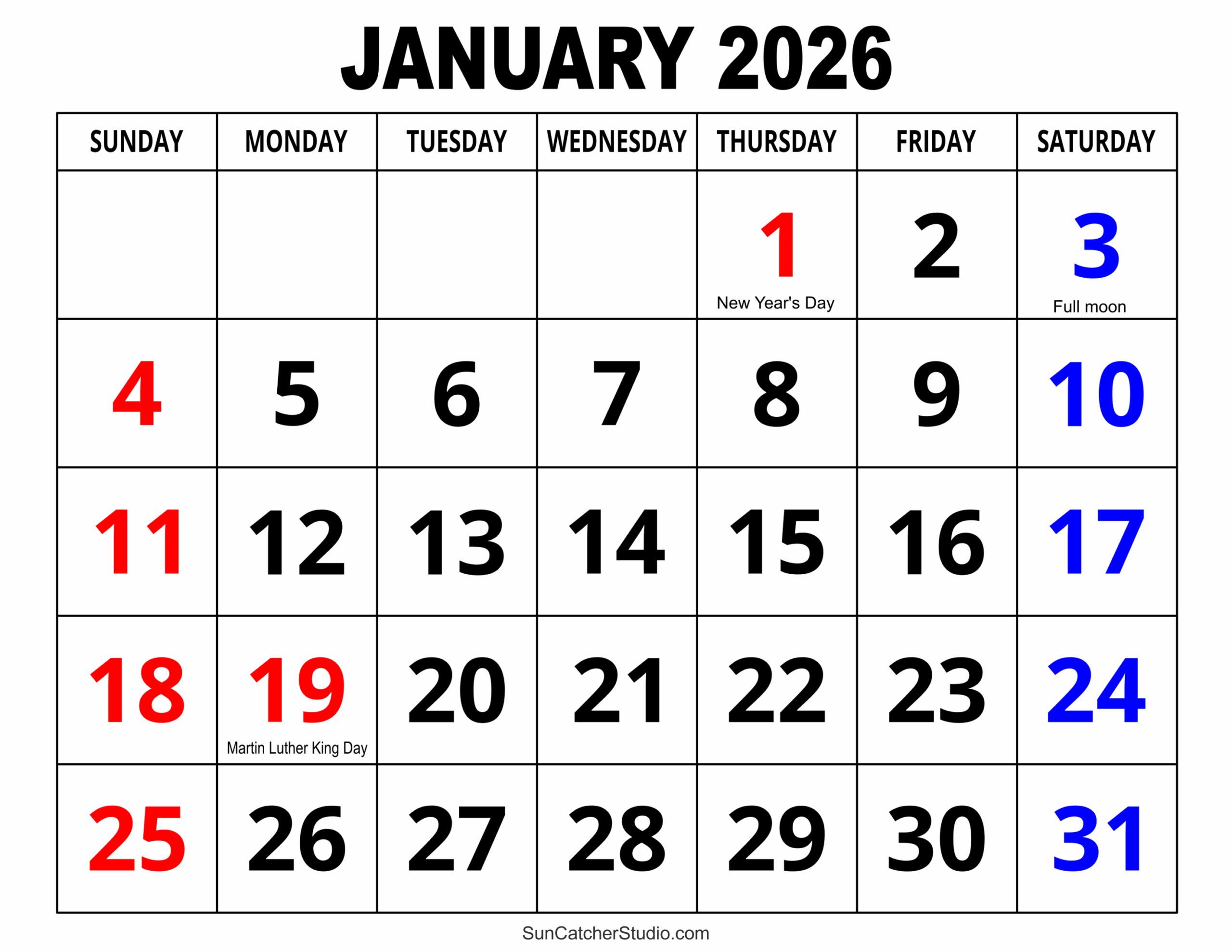 Full Moon Calendar January 2026