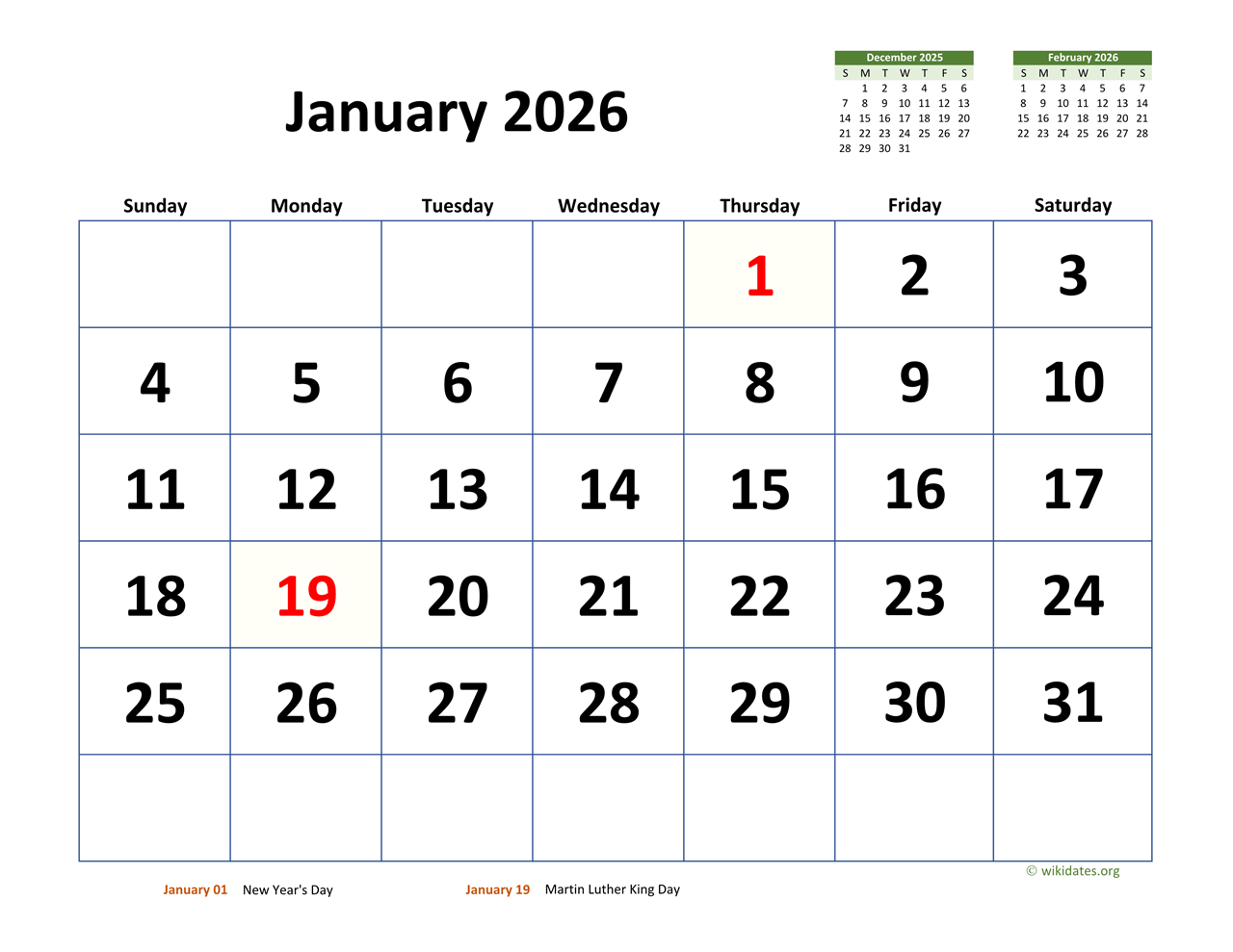January 2026 Sports Calendar