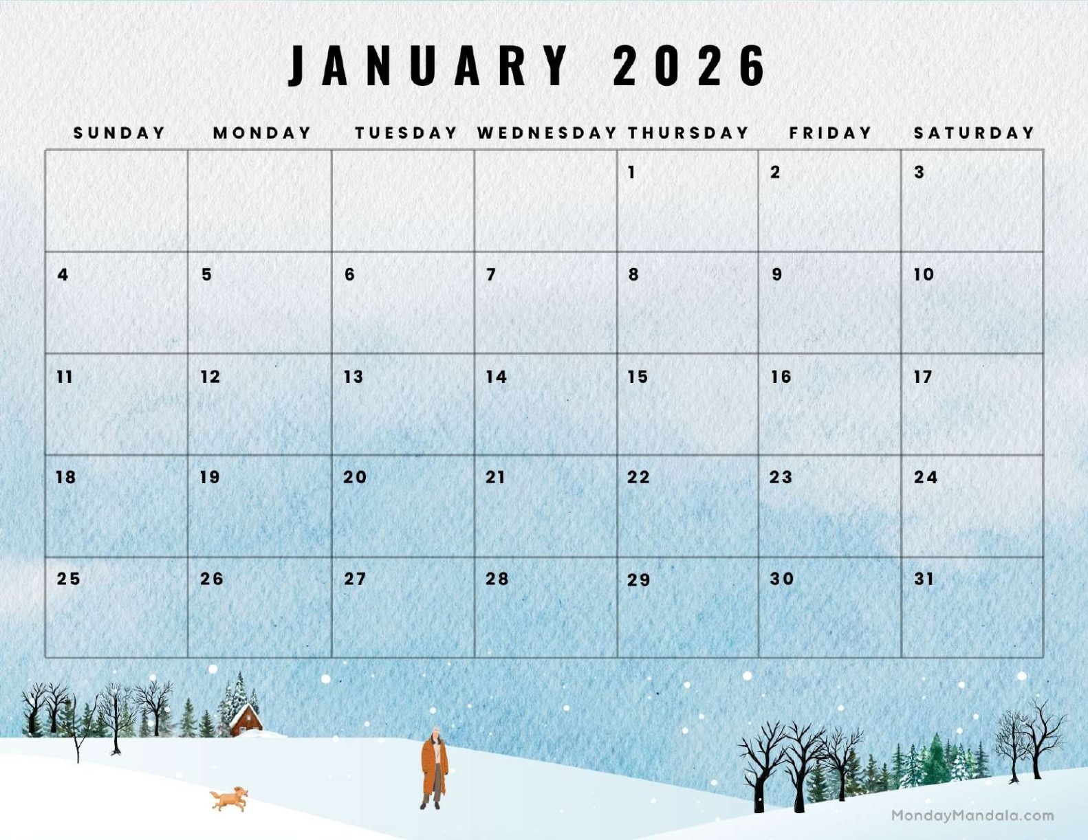January 2026 Calendars Free PDF Printables 
