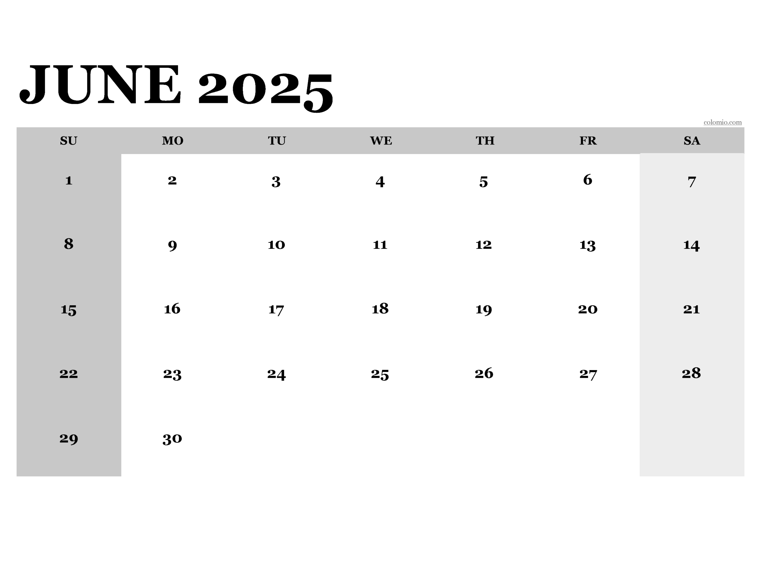  June 2025 Calendar Free Printable PDF XLS And PNG