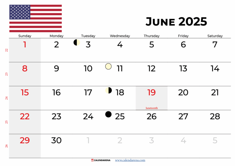 June 2025 Calendar USA With Holidays