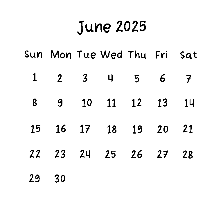 June 2025 Plain Calendar In Black Color 2025 June Calendar PNG Transparent Clipart Image And PSD File For Free Download