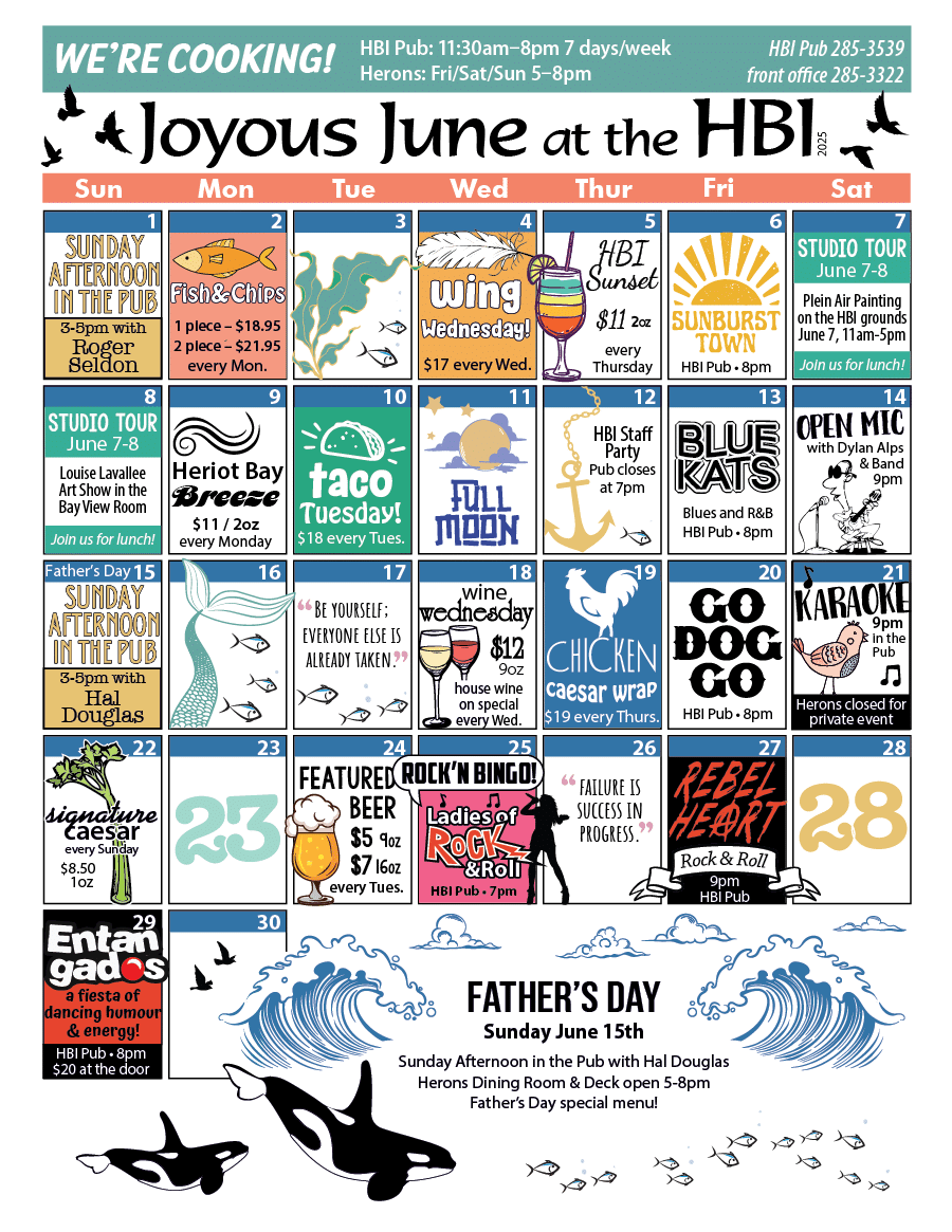 June Calendar What s Happening At The Inn Heriot Bay Inn Top Quadra Island Hotel BC U200e