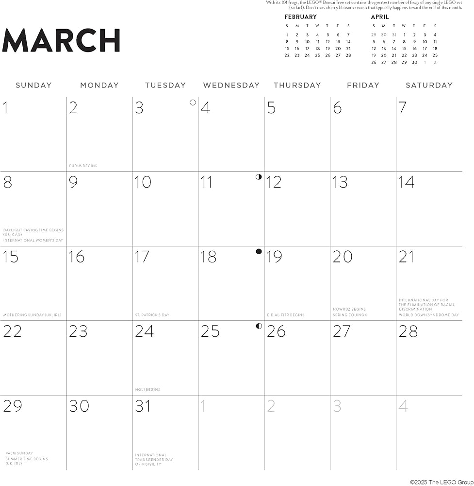 LEGO 2026 Wall Calendar LEGO 9781797233390 Amazon Books