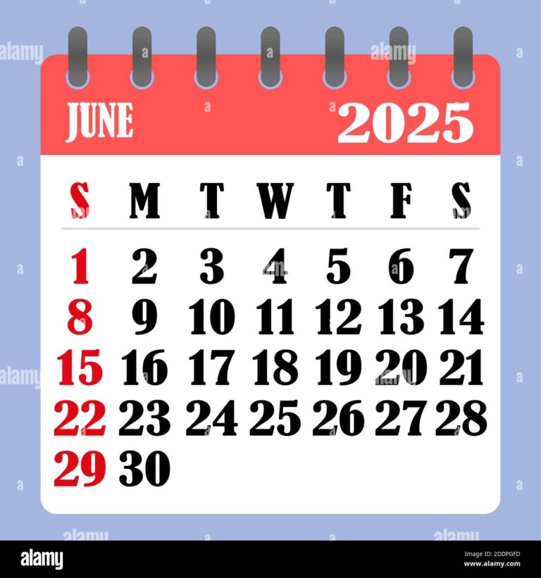 Letter Calendar For June 2025 The Week Begins On Sunday Time Planning And Schedule Concept Flat Design Removable Calendar For The Month Vector I Stock Vector Image U0026 Art Alamy