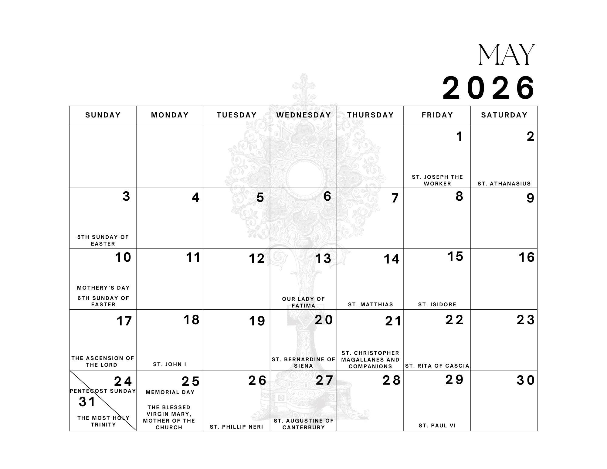 Liturgical Calendar June 2025 June 2026 Printable 13 Month Liturgical Calendar PDF DOWNLOAD Simple Catholic Calendar