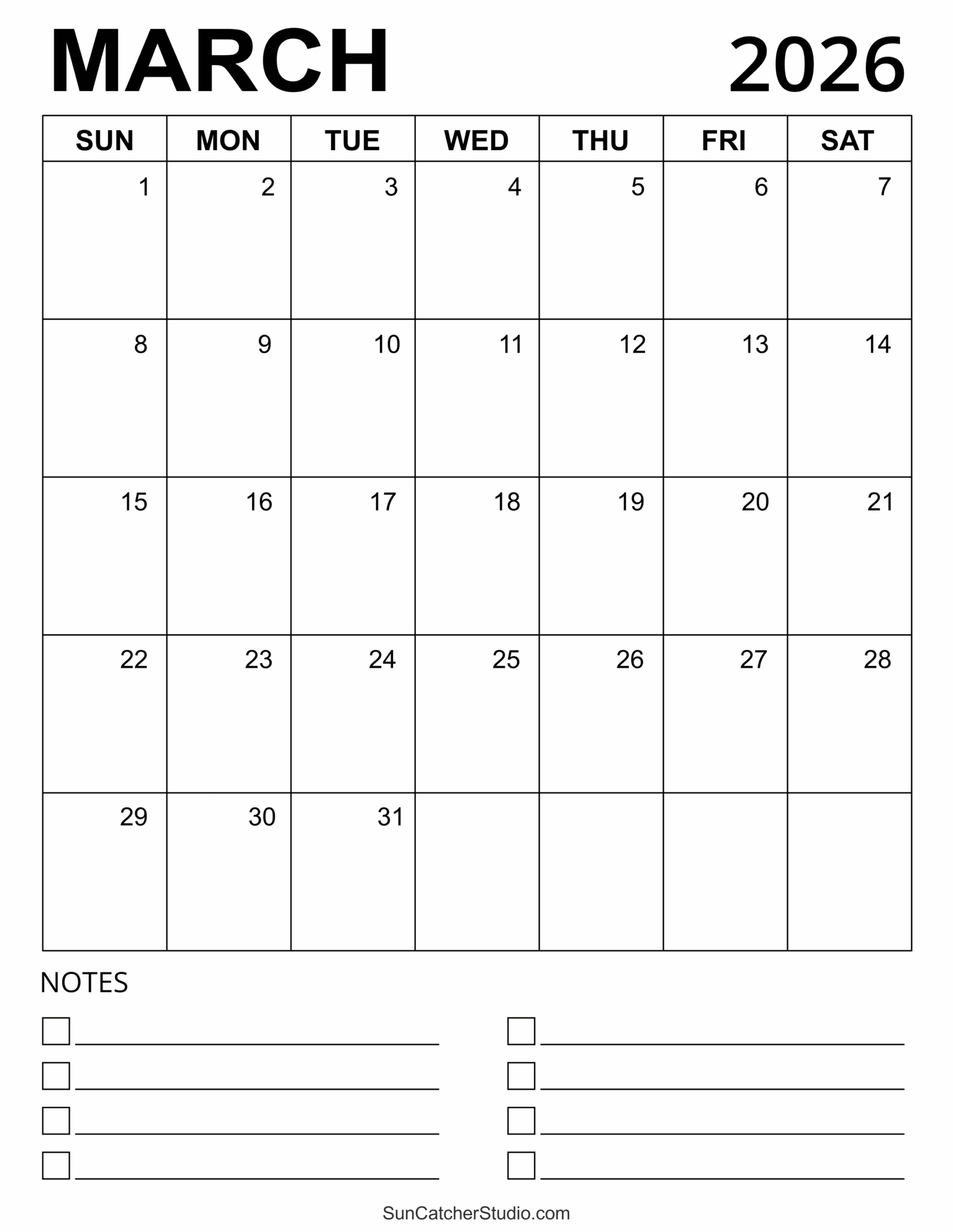March 2026 Calendar Free Printable Free Printables Monograms 