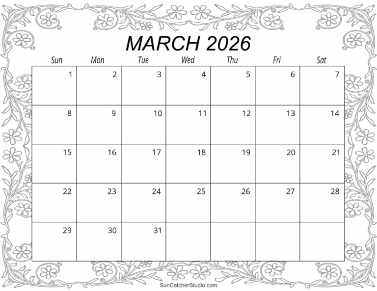 March 2026 Calendar Free Printable Free Printables Monograms Design Tools Patterns U0026 DIY Projects