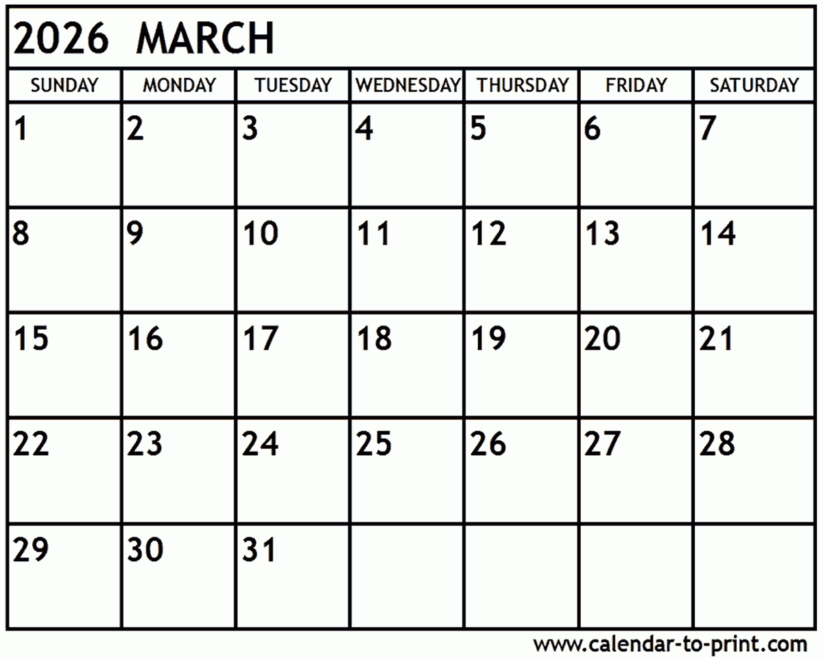 Printable March April May 2026 Calendar