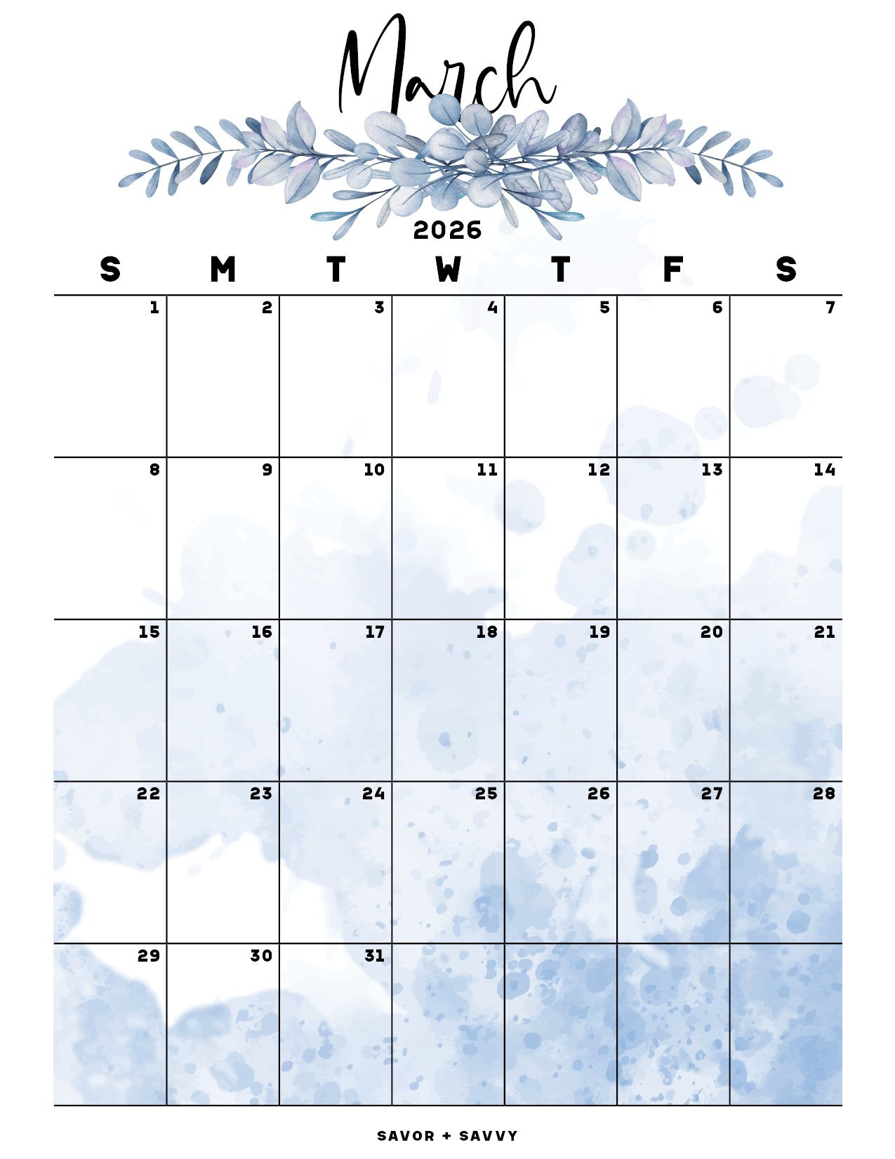 March 2026 Calendar Templates 14 Free Printables Savor Savvy