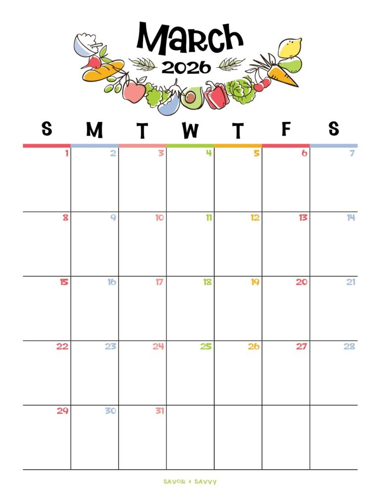 March 2026 Calendar Templates 14 Free Printables Savor Savvy