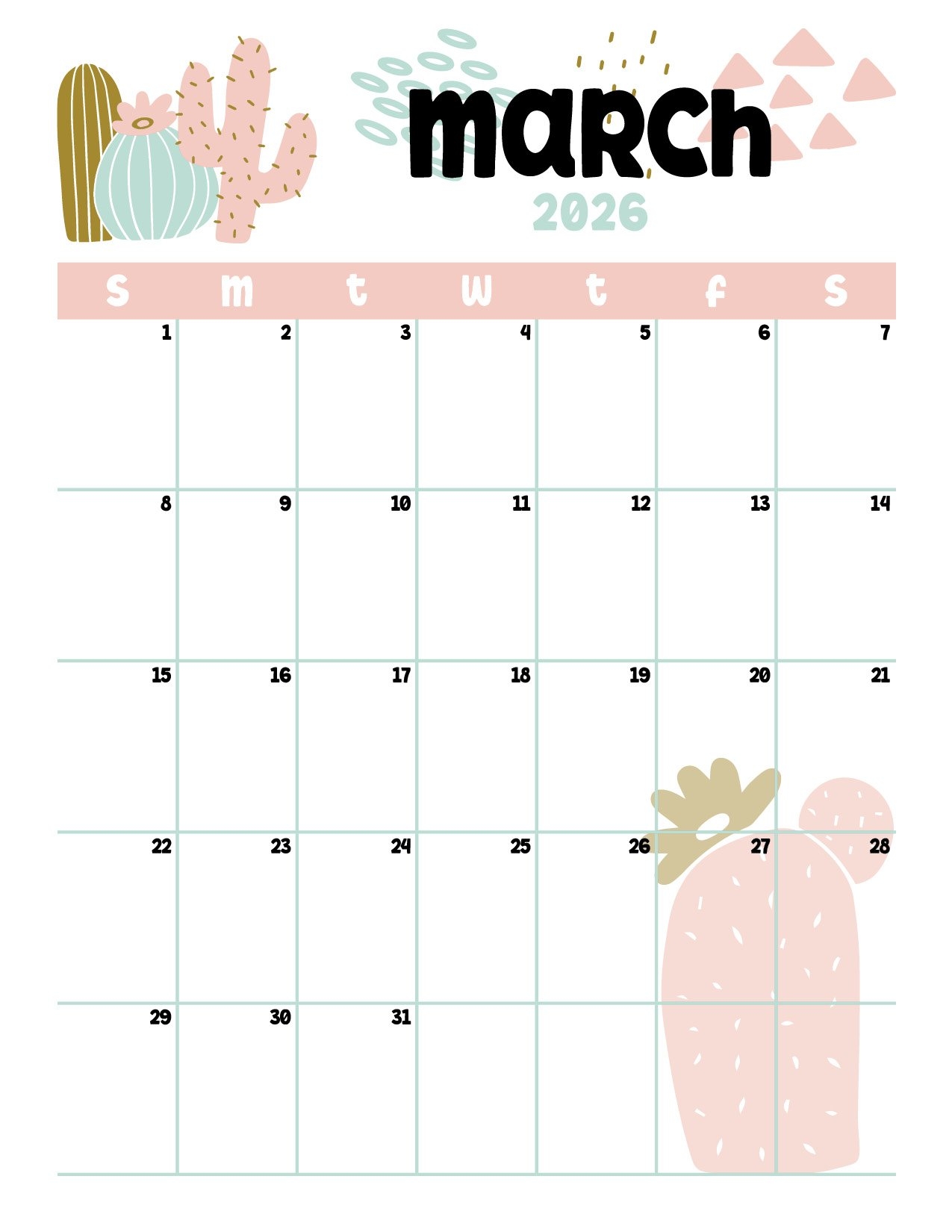 March 2026 Calendar Templates 14 Free Printables Savor Savvy