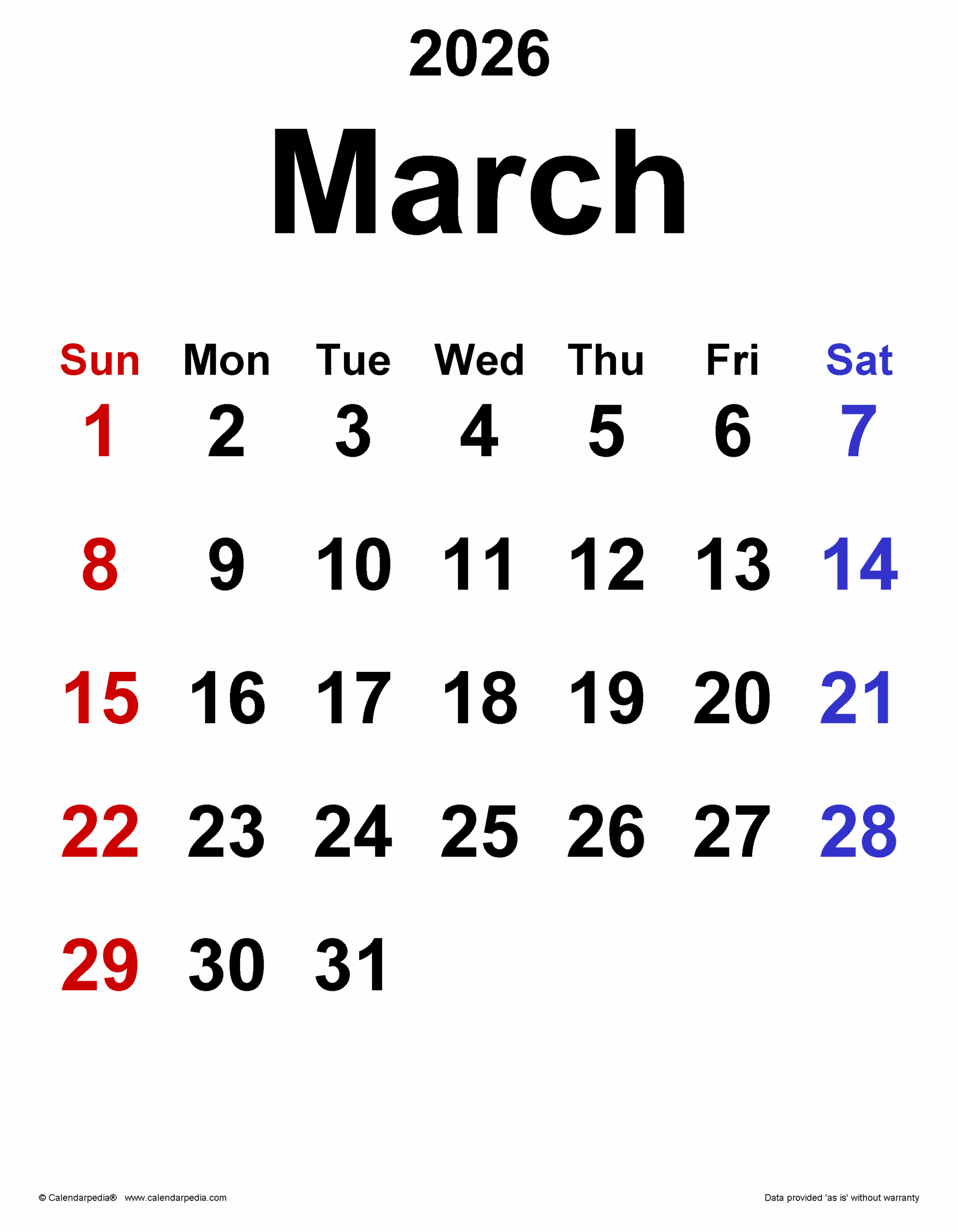 Indian Calendar March 2026