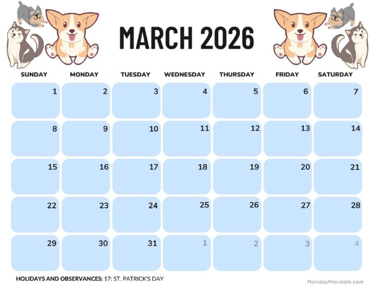 March 2026 Calendars Free PDF Printables 