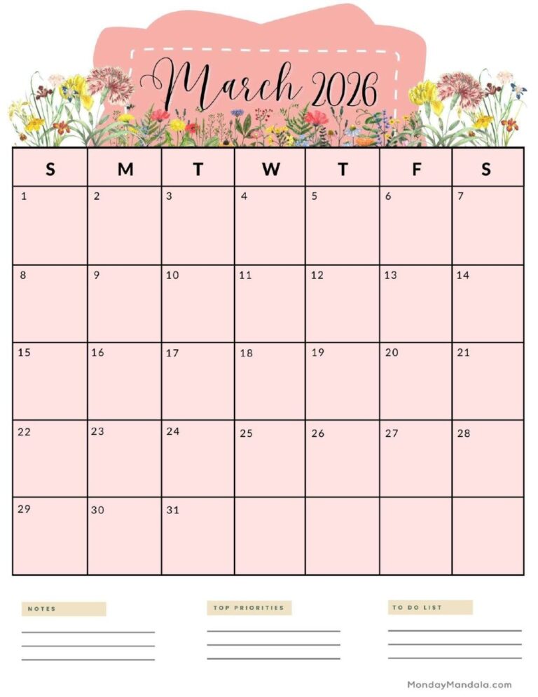 March 2026 Calendars Free PDF Printables 