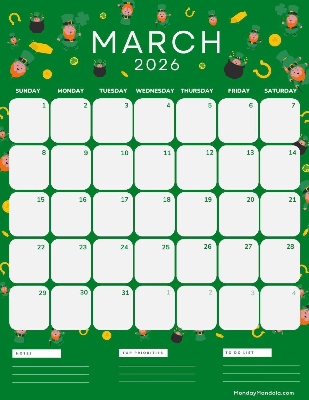 March National Days 2026 Calendar