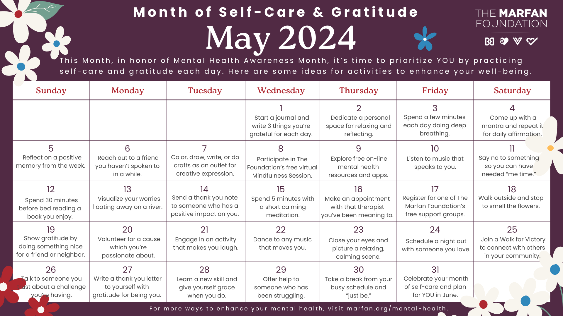 Marfan Foundation A May Of Self Care U0026 Thanks During Mental Health Awareness Month 2024 Marfan Foundation