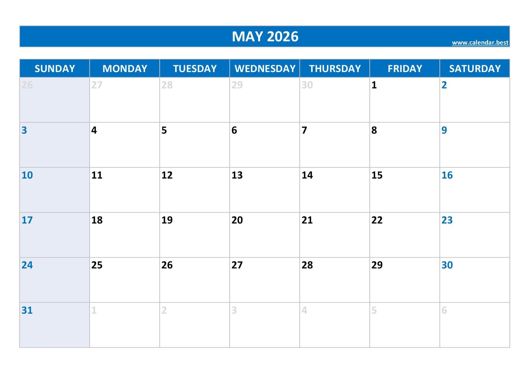 Calendar May 29 2026