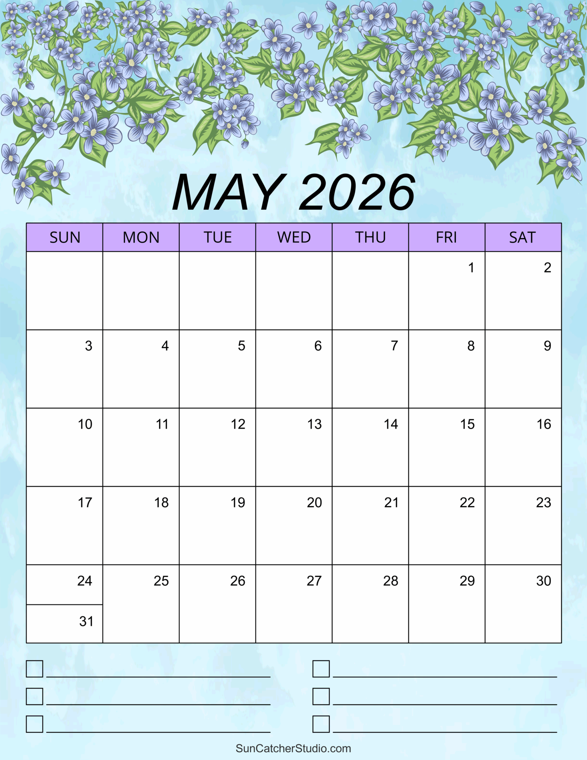 May 2026 Calendar Template Editable