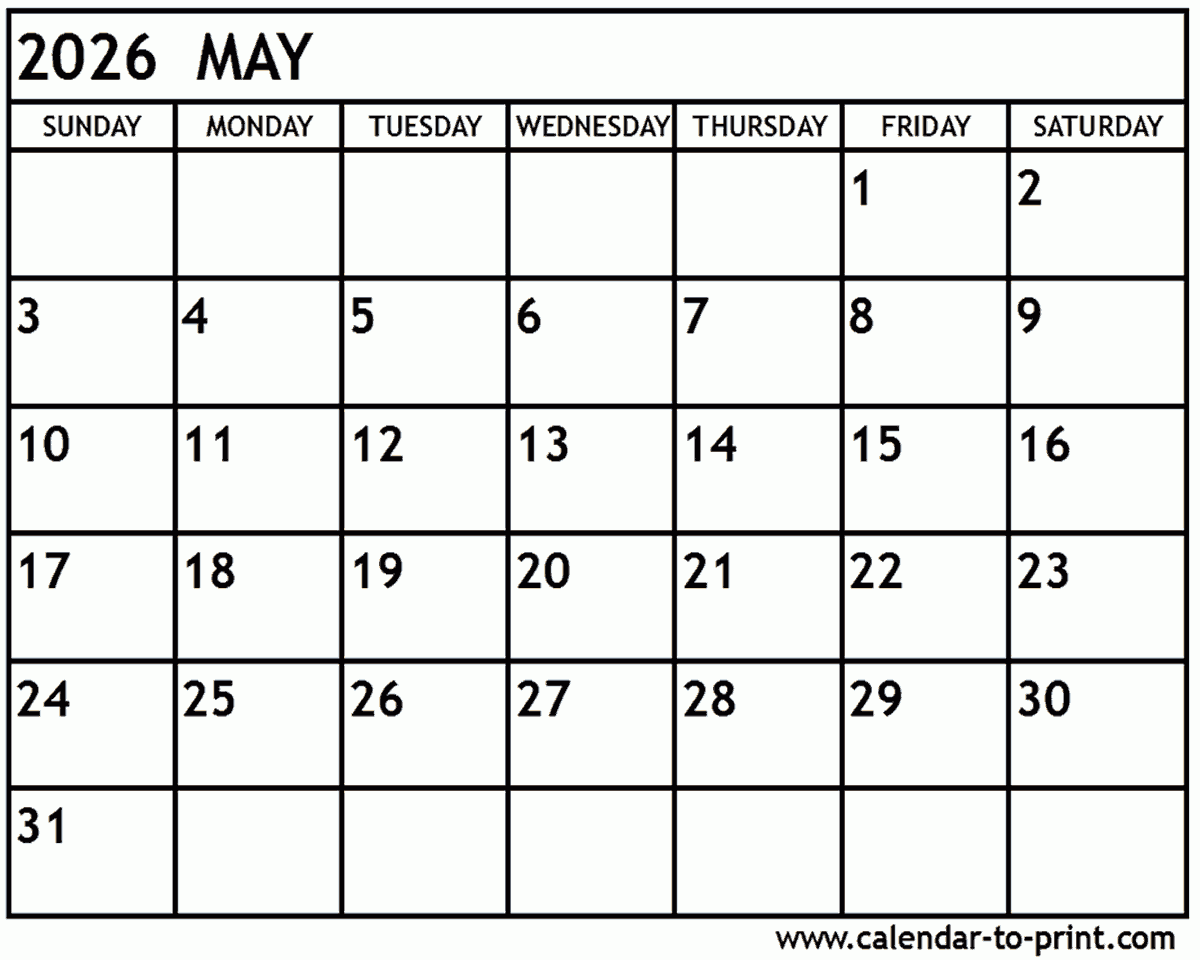 May Event Calendar 2026