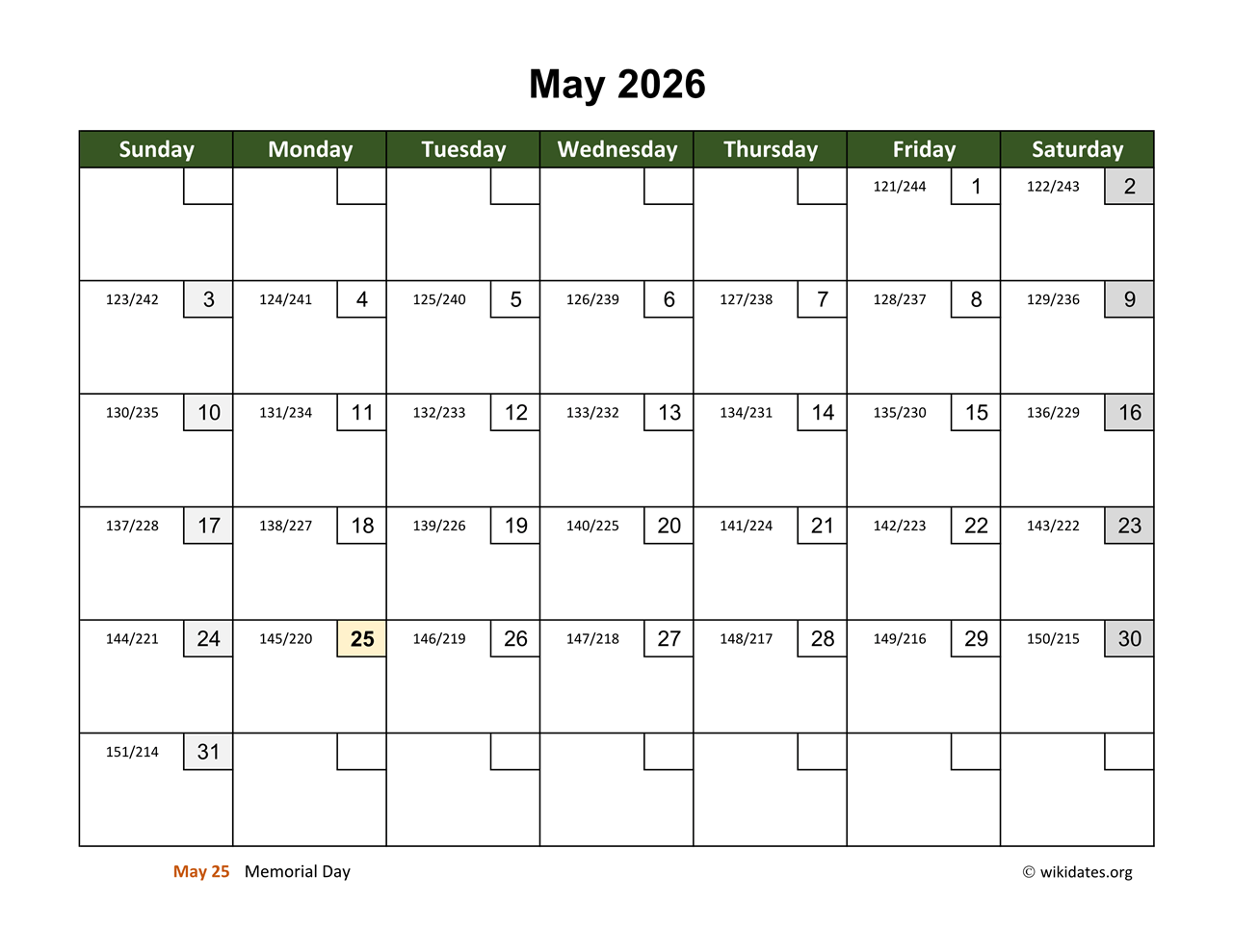 May National Day Calendar 2026