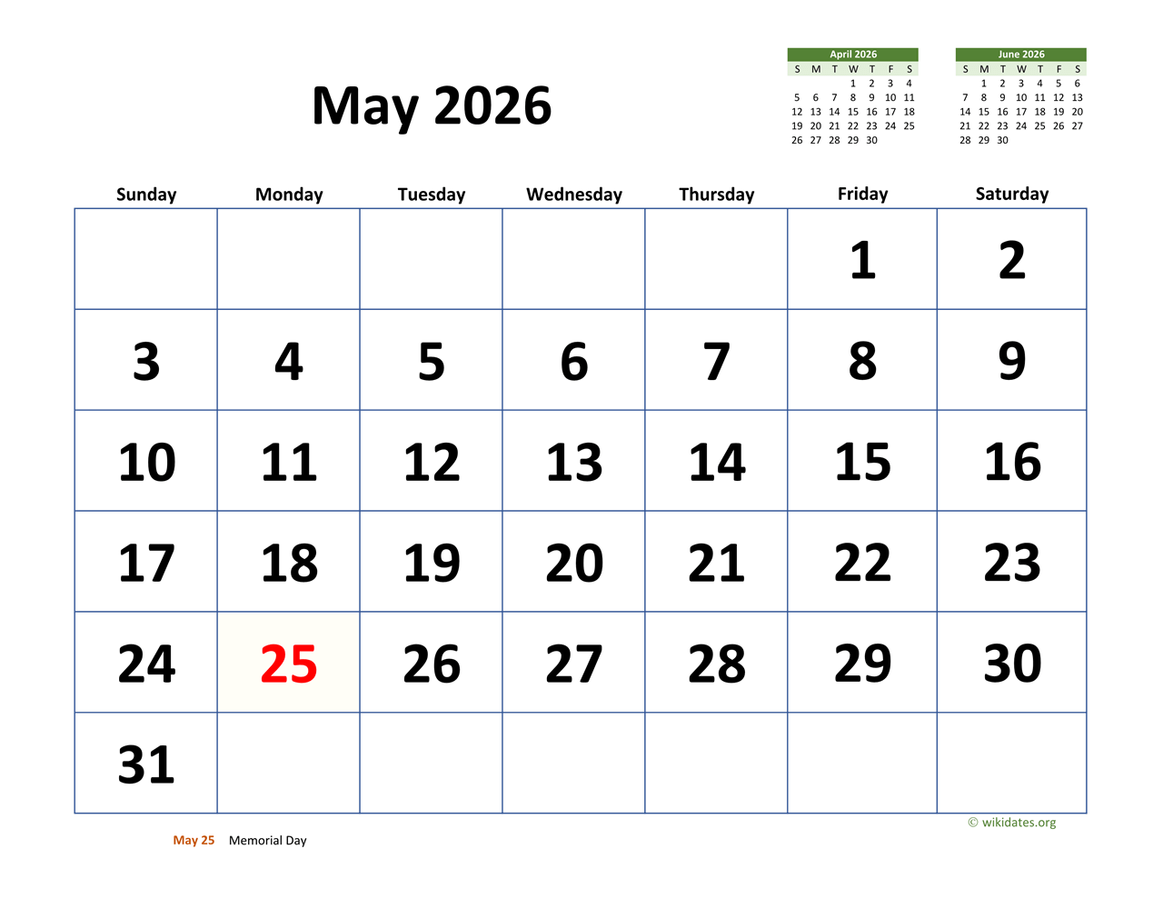 Calendar 2026 May Excel