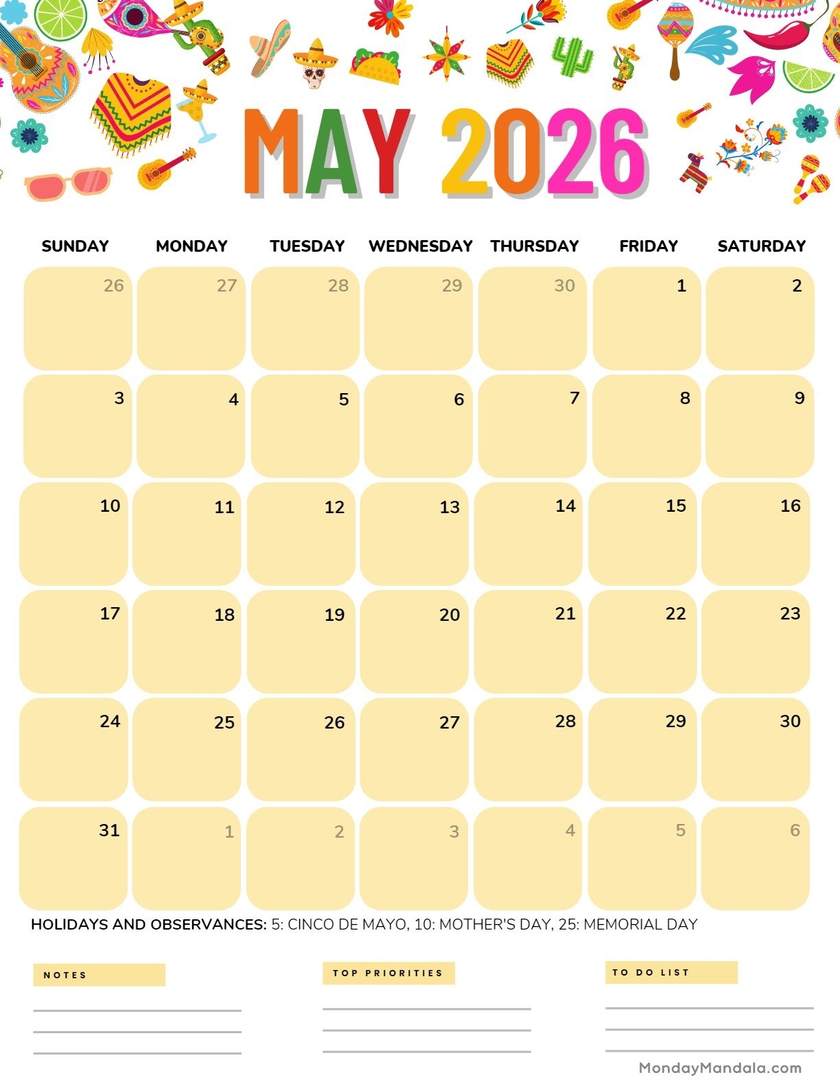 2026 May Myanmar Calendar
