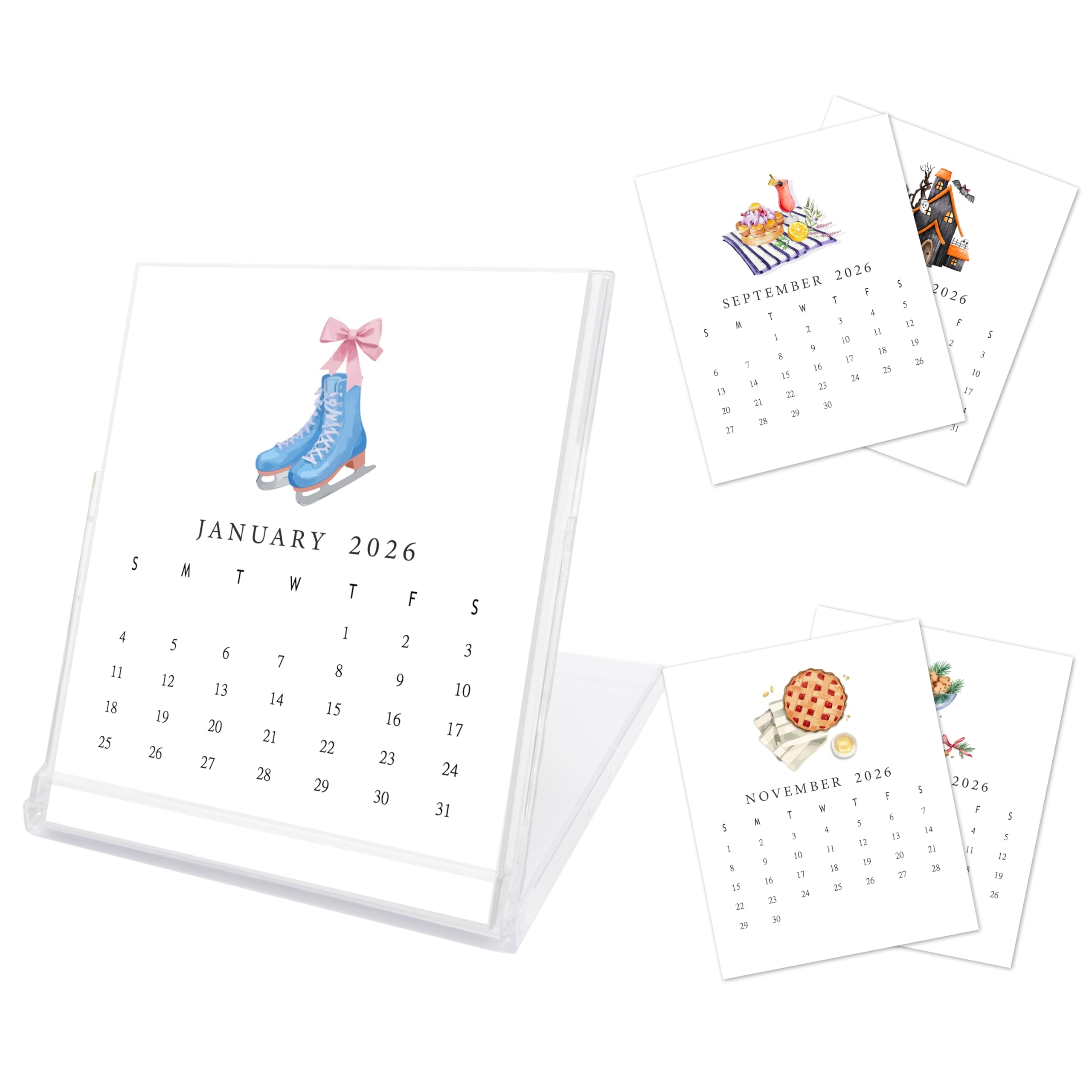 Mini Desk Calendar 2026 2027 18 Months Joyful CD Style Desk Calendars Runs From January 2026 Until June 2027 Small Desktop Calendar For Home 