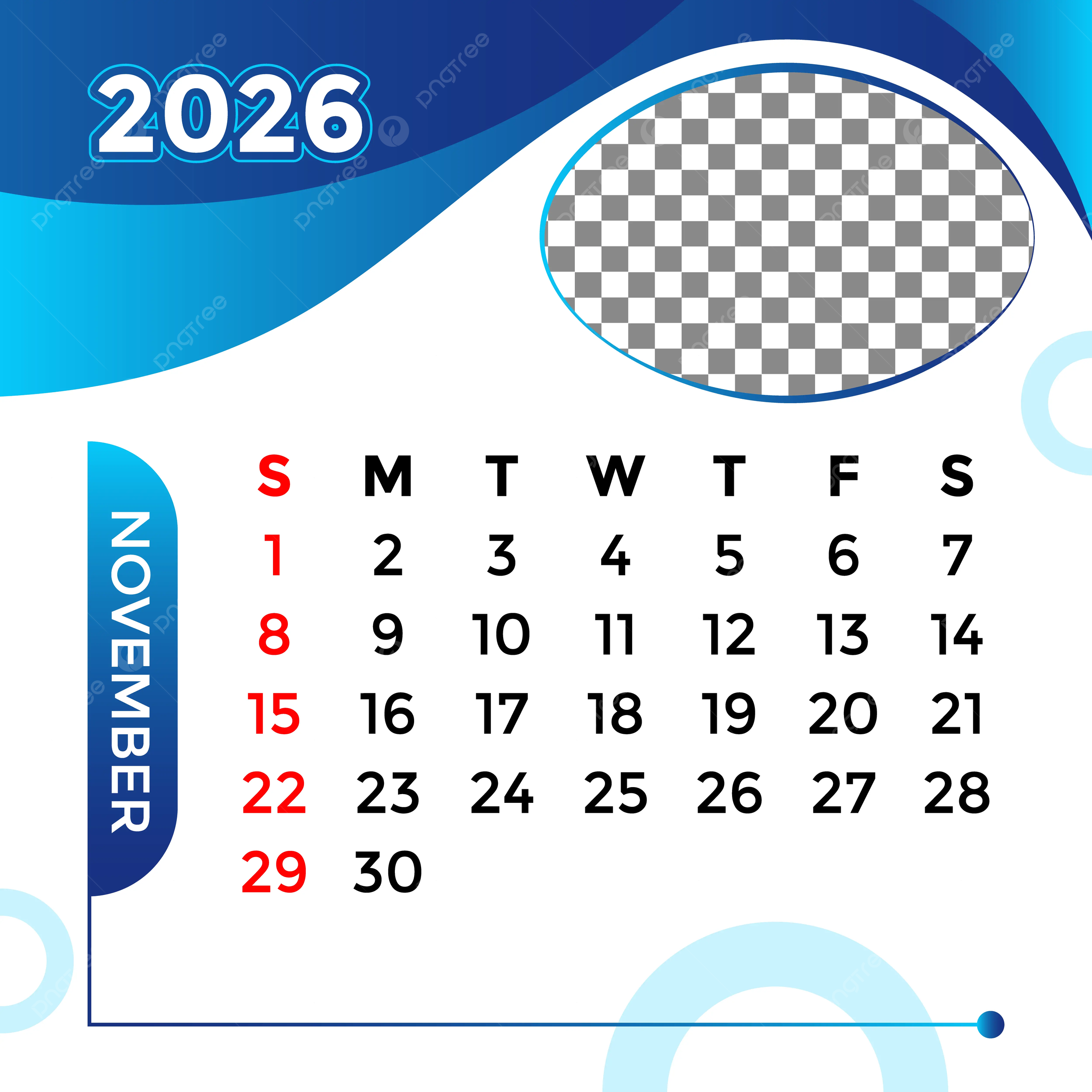 Monthly Calendar 2026 November Month Vector Template Download On Pngtree