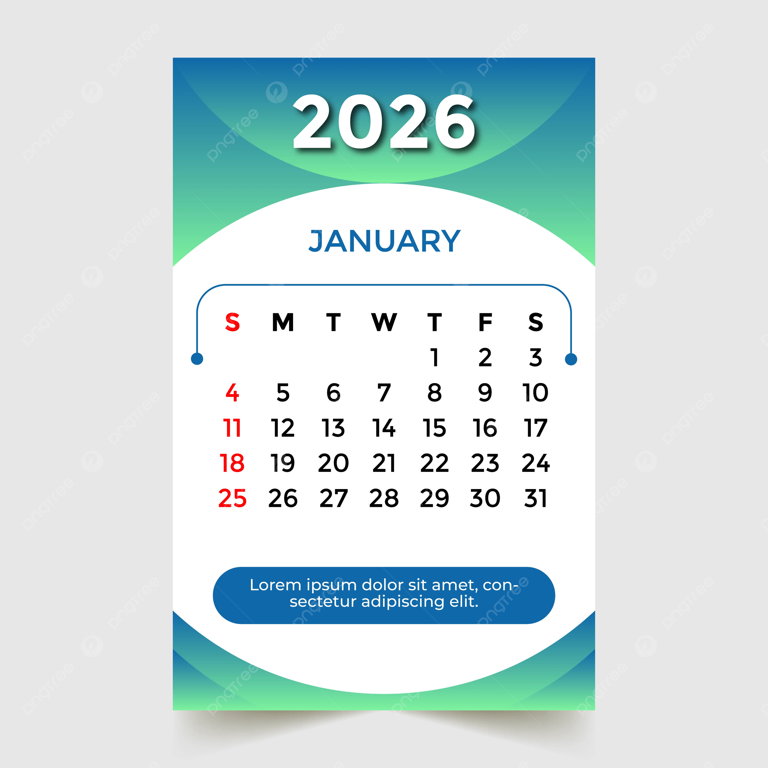 Monthly Calendar January Month 2026 Vector Template Download On Pngtree
