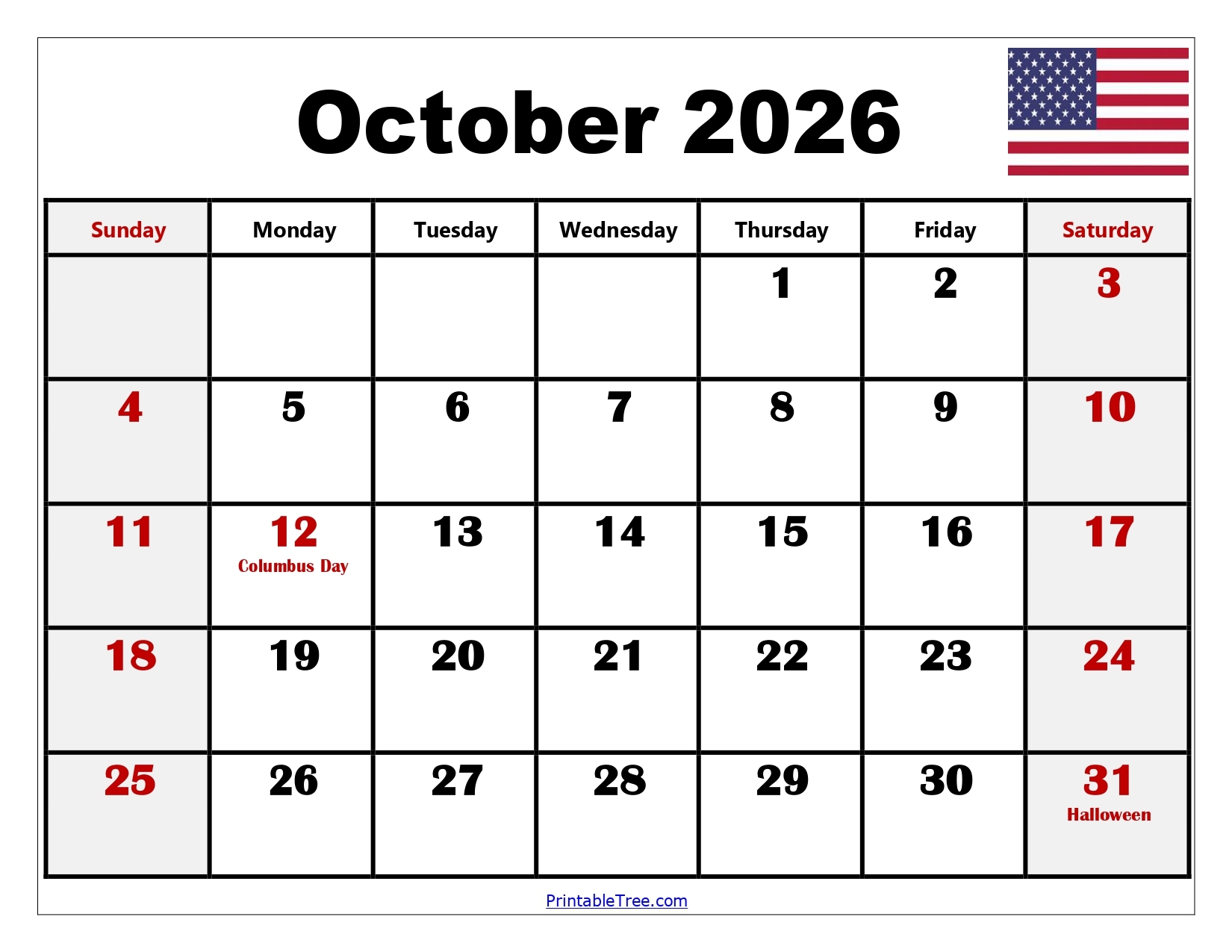 Marketing Calendar October 2026