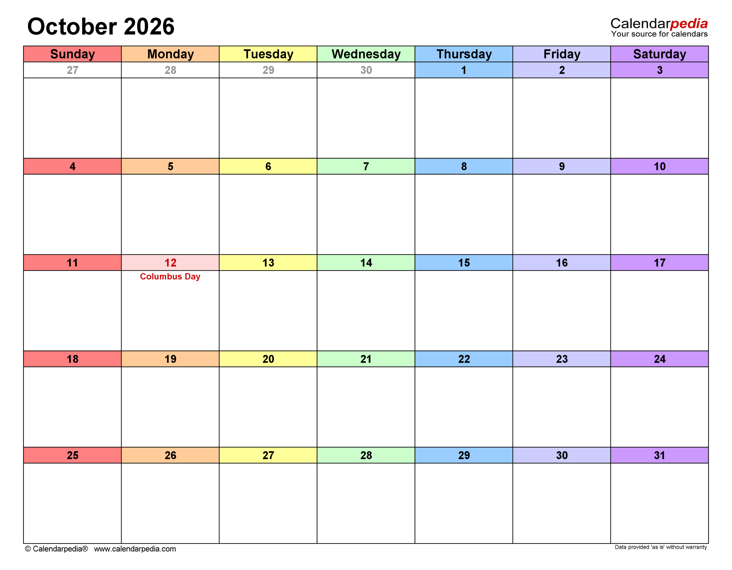 October 2026 Marketing Calendar