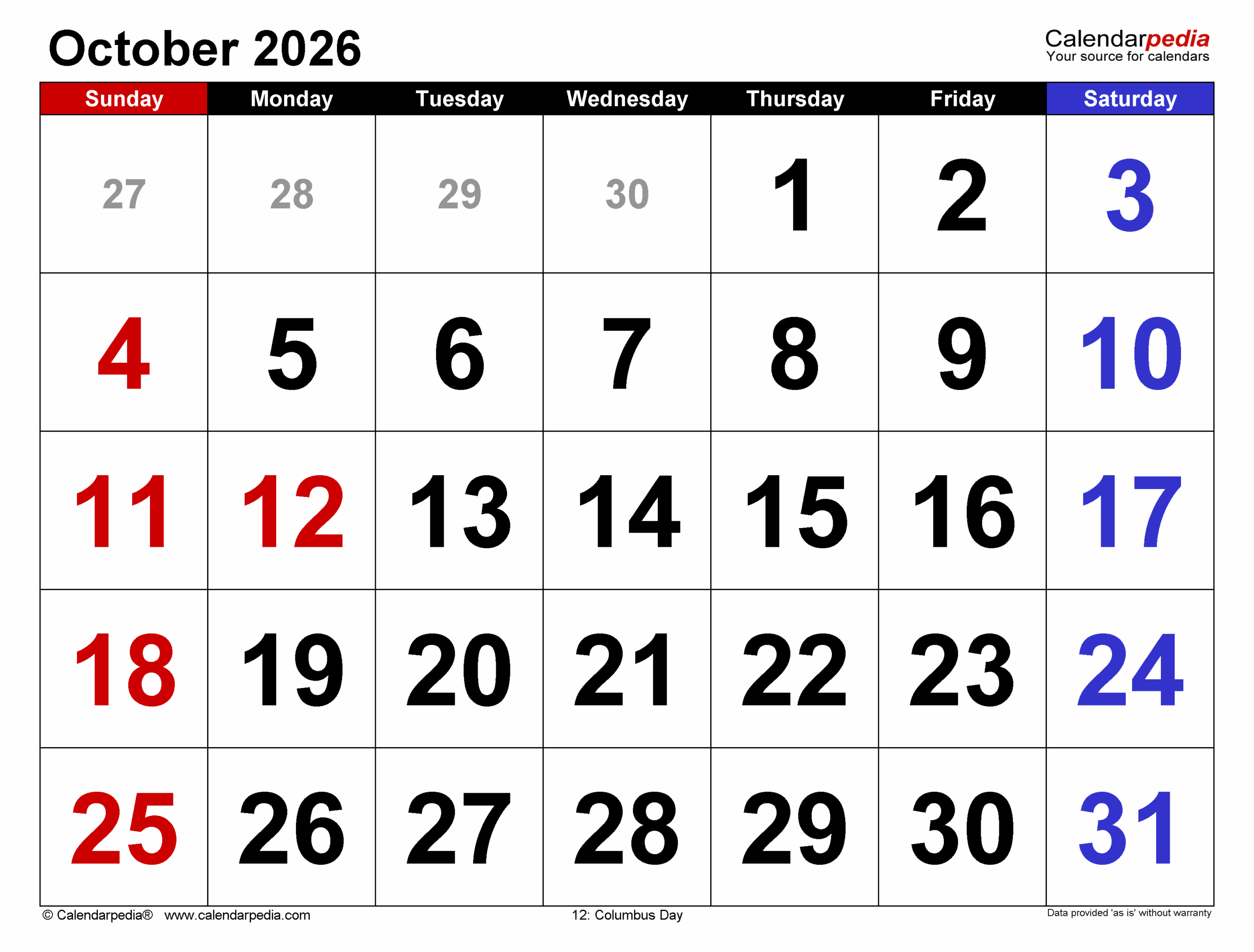 May 4th To 31 October 2026 Calendar