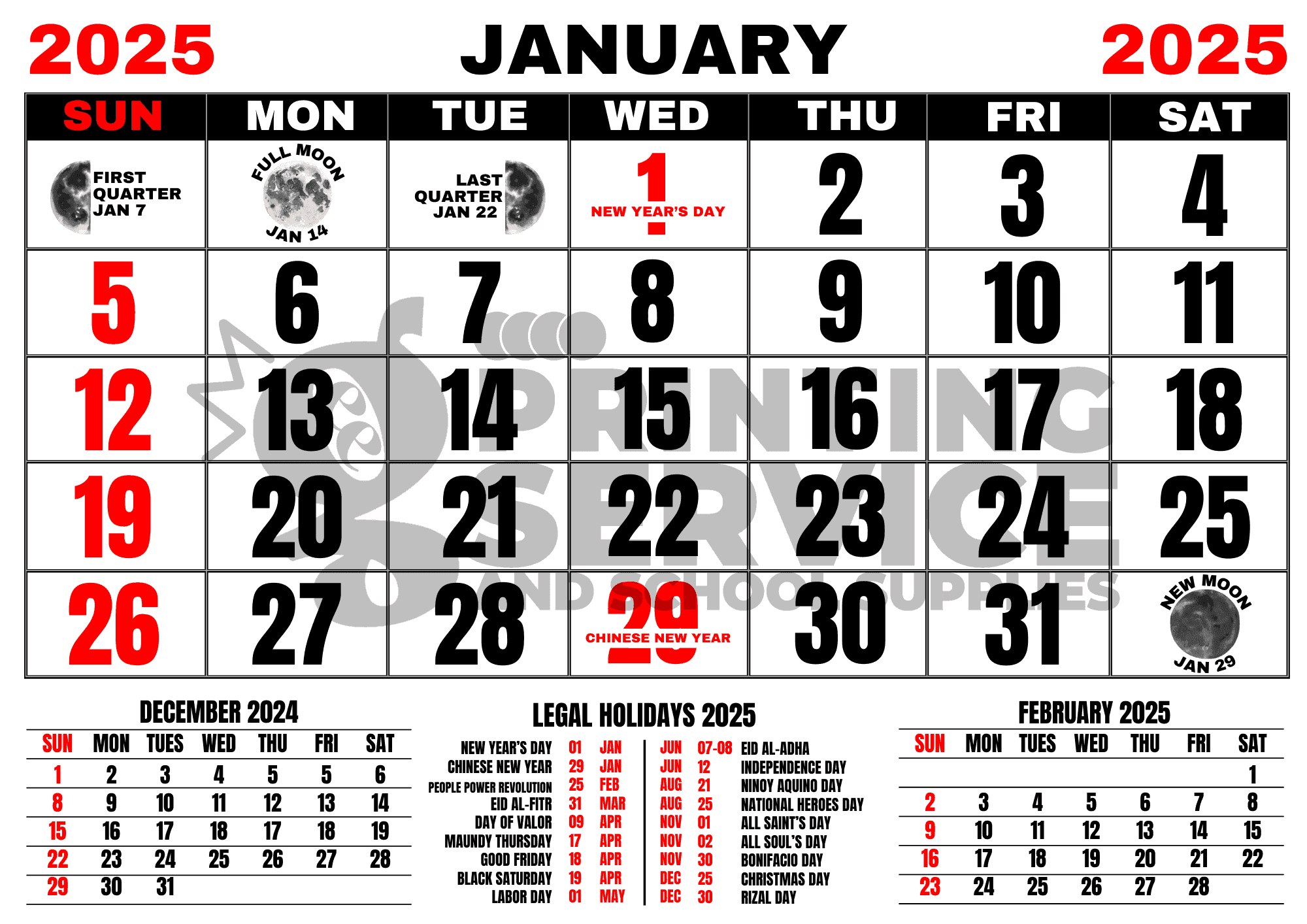 Philippine Calendar Template 2025 Canva Editable By Printwithcajas Raket PH